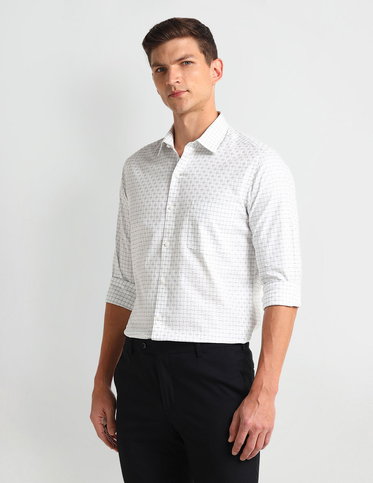 Arrow Manhattan Slim Windowpane Checked Shirt