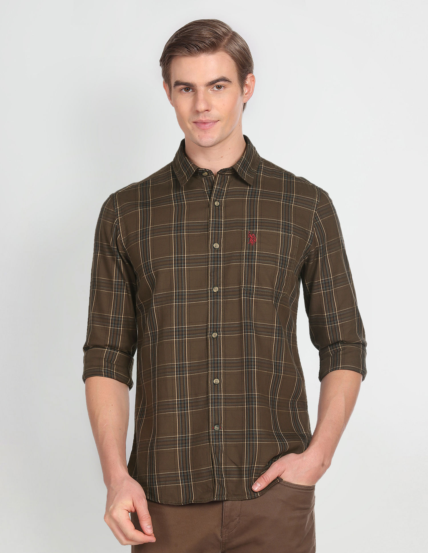 U.S. Polo Assn. Denim Co. Tartan Check Twill Slim Shirt