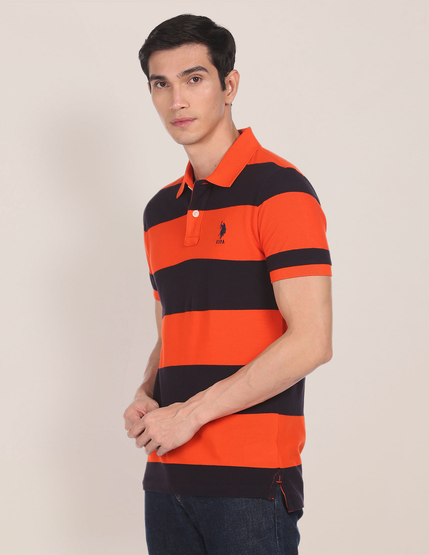 U.S. Polo Assn. Stripe Pique Polo Shirt