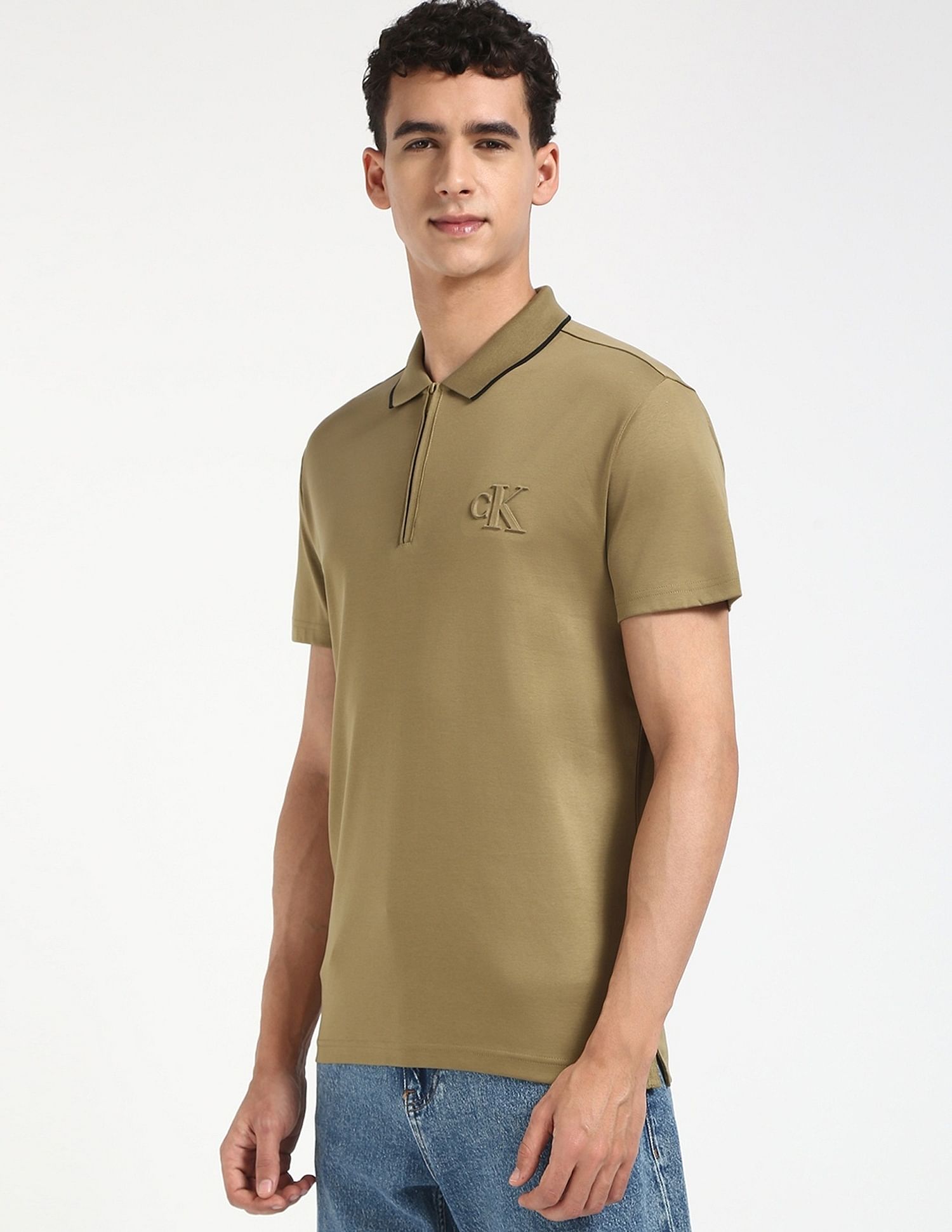 Calvin Klein Jeans Solid Regular Fit Cotton Polo Shirt