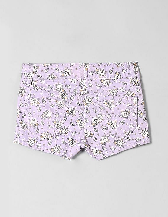 GAP Girls Purple 1969 Floral Denim Shortie