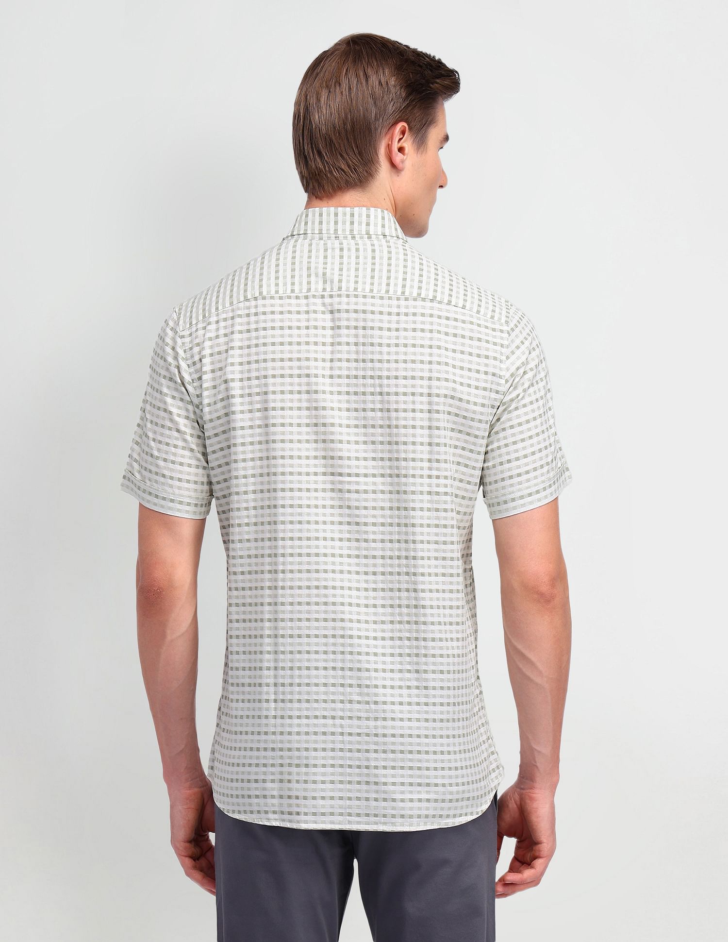 Arrow Sport Micro Checked Cotton Shirt