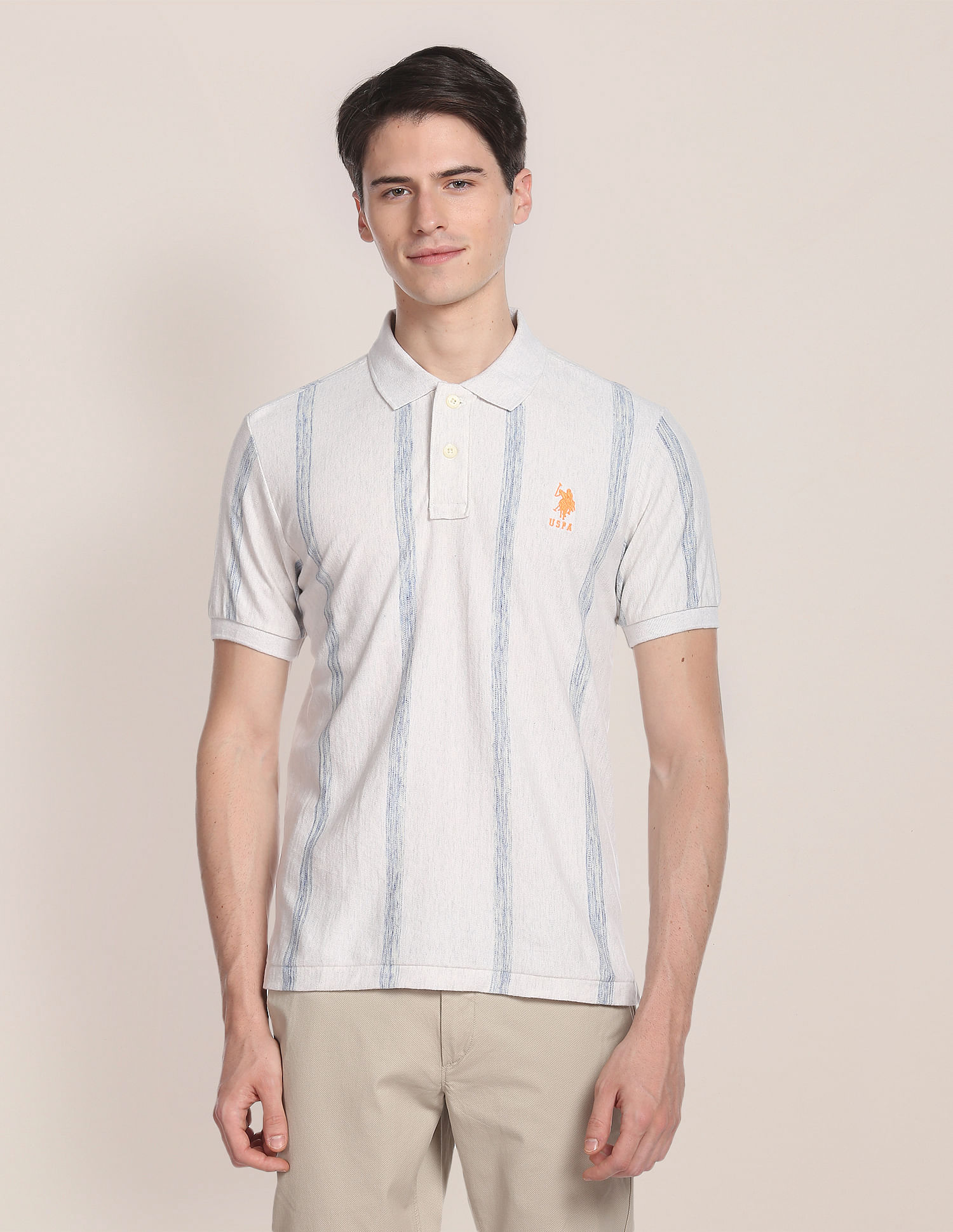 U.S. Polo Assn. Vertical Stripe Birdseye Polo Shirt