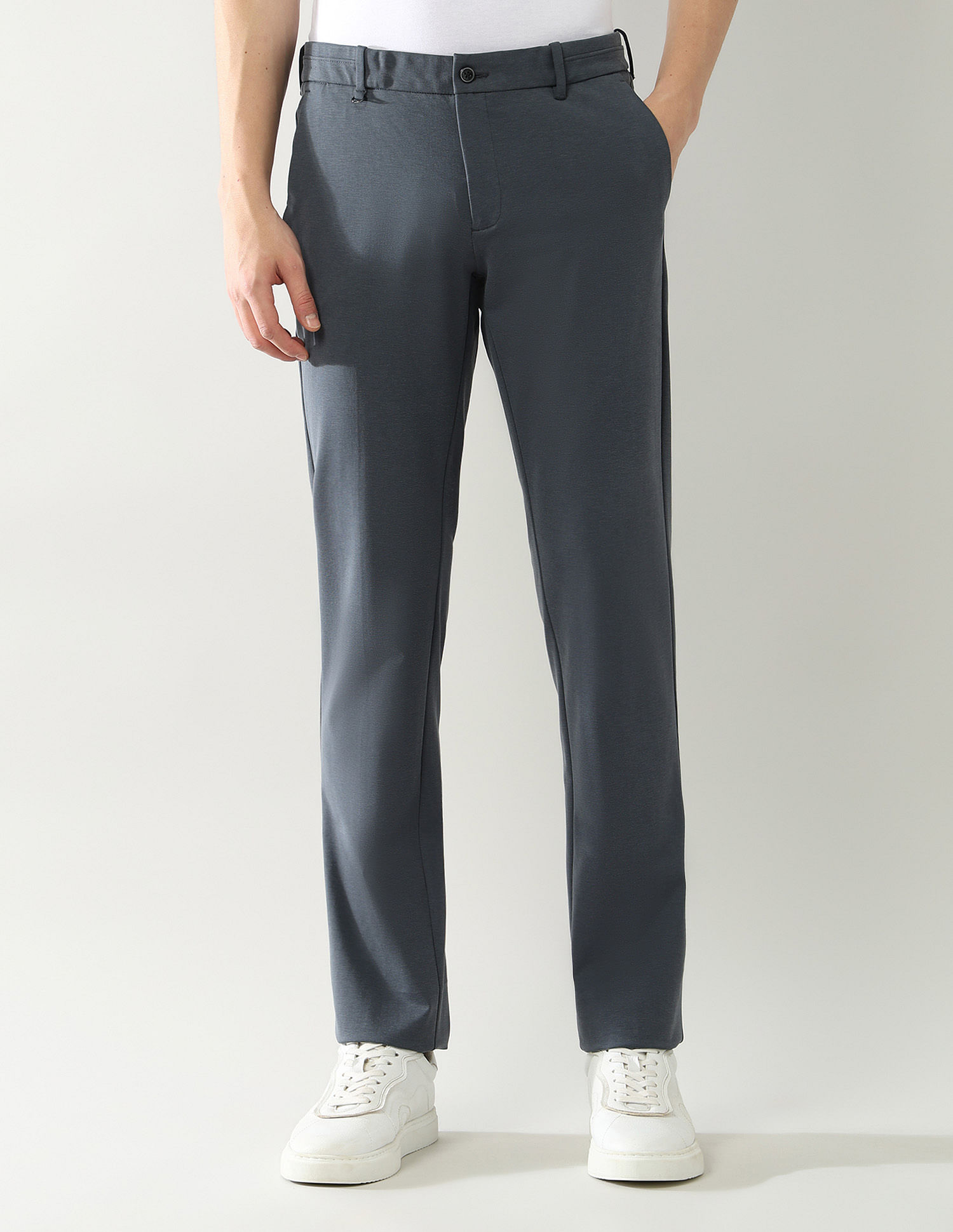 Arrow Newyork Mid Rise Knitted Autoflex Trousers