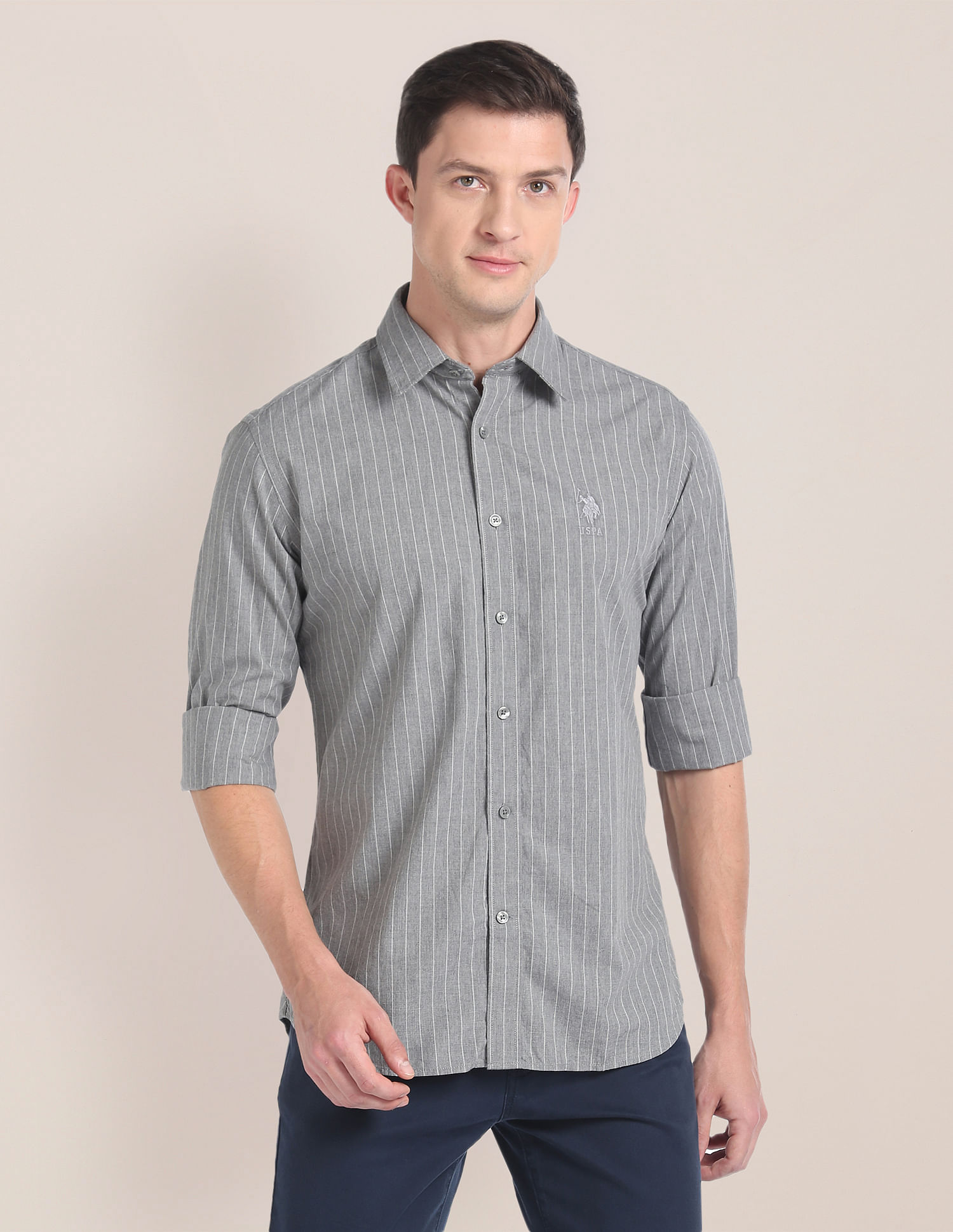 U.S. Polo Assn. Cotton Melange Vertical Stripe Shirt