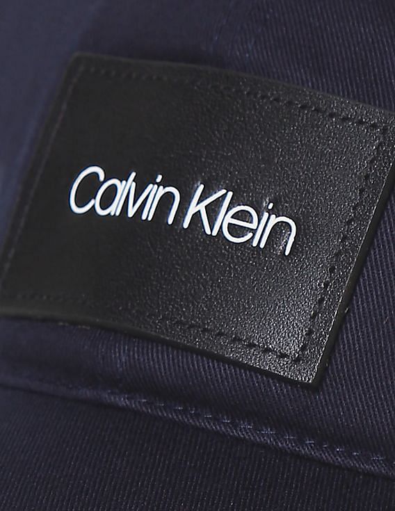 Buy Calvin Klein Men Navy Leather Baseball Twill Patch Cotton Cap