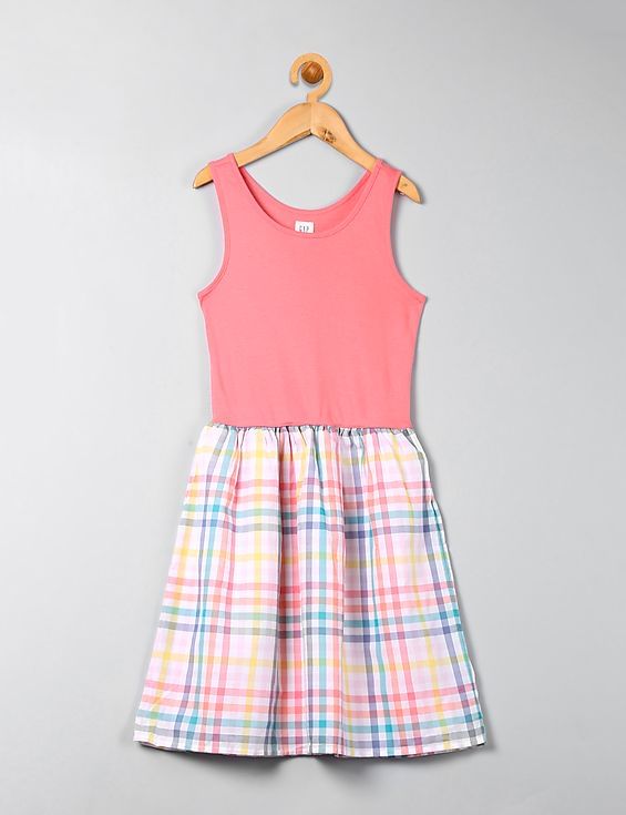GAP Girls Multi Colour Mix-Fabric Tank Dress