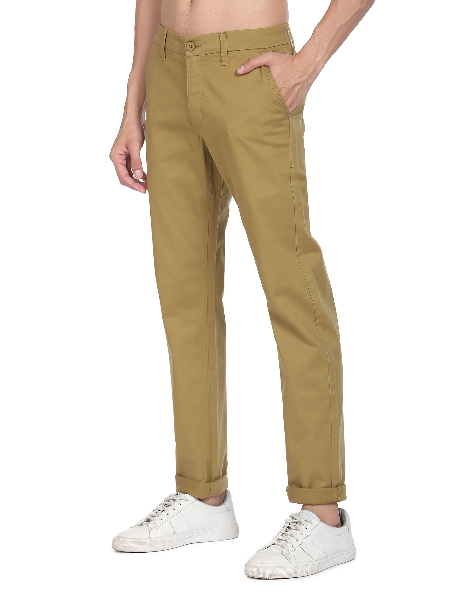 Flying Machine Mid Rise Solid Trousers