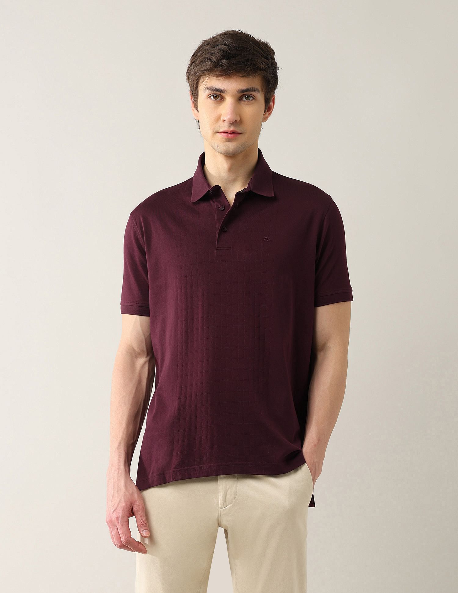 Arrow Textured Pure Cotton Night Is Young Polo Shirt