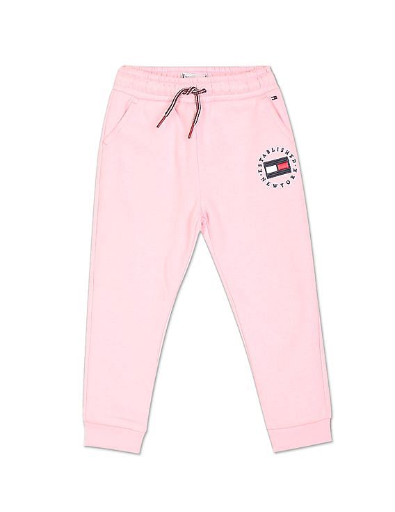 Buy Tommy Hilfiger Kids Girls Peach Drawstring Waist Sateen Logo Joggers -  NNNOW.com