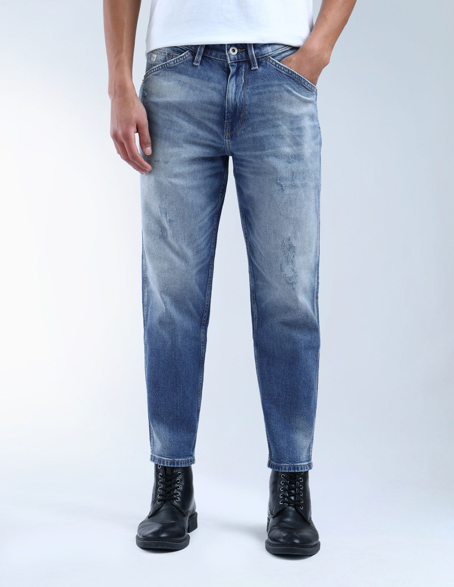 Flying Machine K-Crop Fit Lightly Distressed Jeans