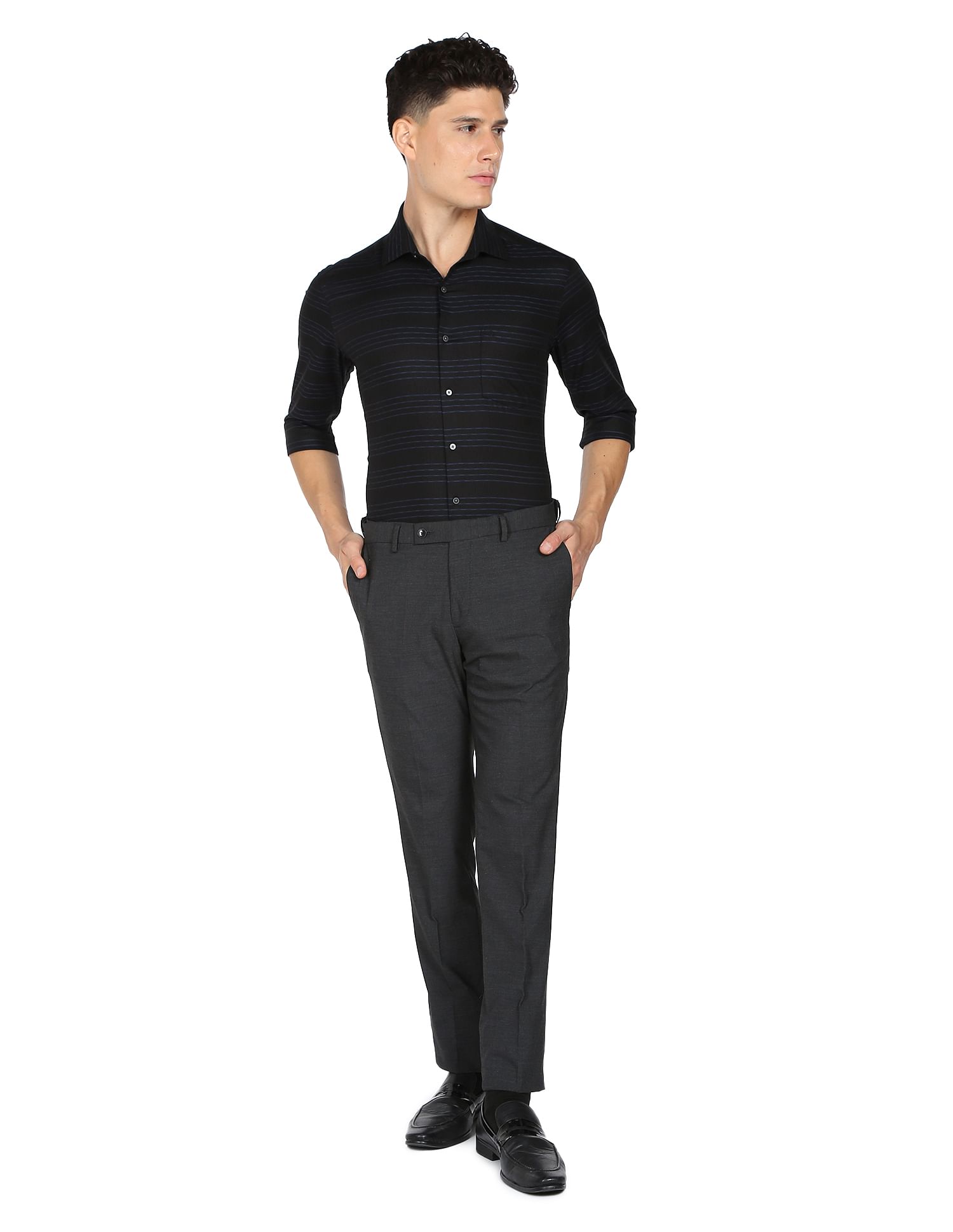 Arrow Manhattan Slim Fit Horizontal Stripe Shirt