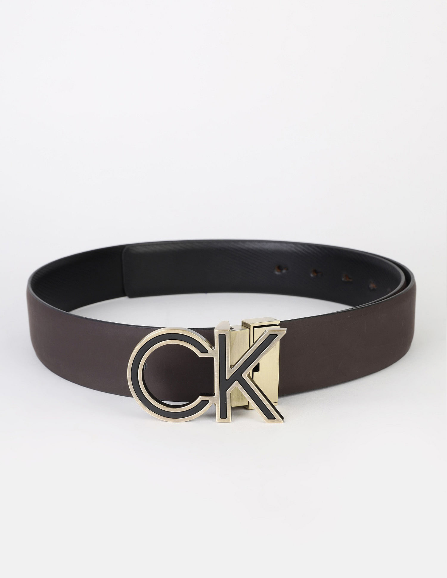 Calvin Klein Textured Brown Leather Reversible Belts