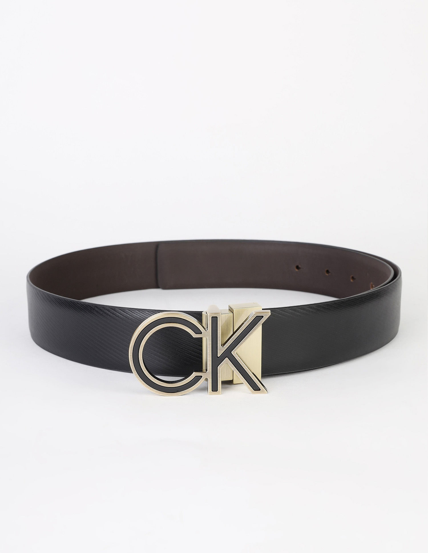 Calvin Klein Textured Brown Leather Reversible Belts