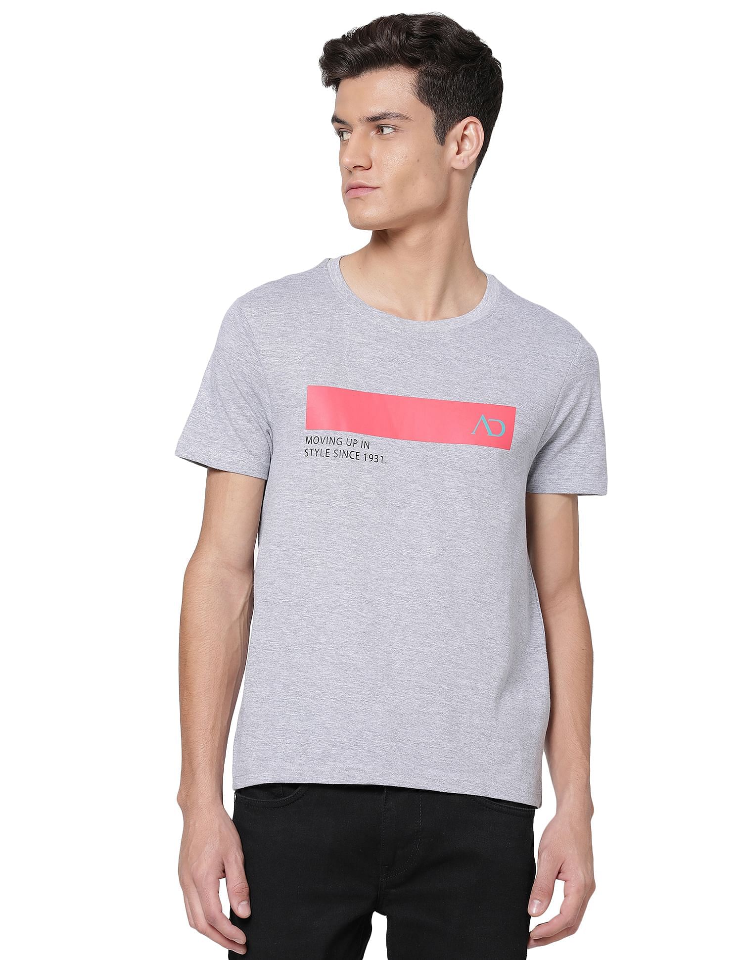 AD by Arvind Crew Neck Printed T-Shirt