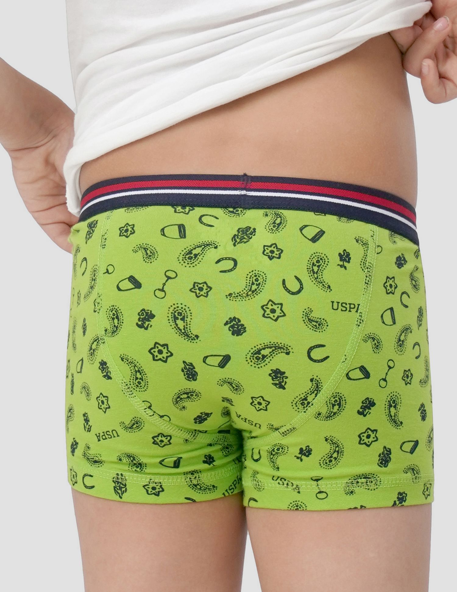 USPA Innerwear Boys Mid Rise Cotton Spandex IKTB Trunks - Pack Of 2