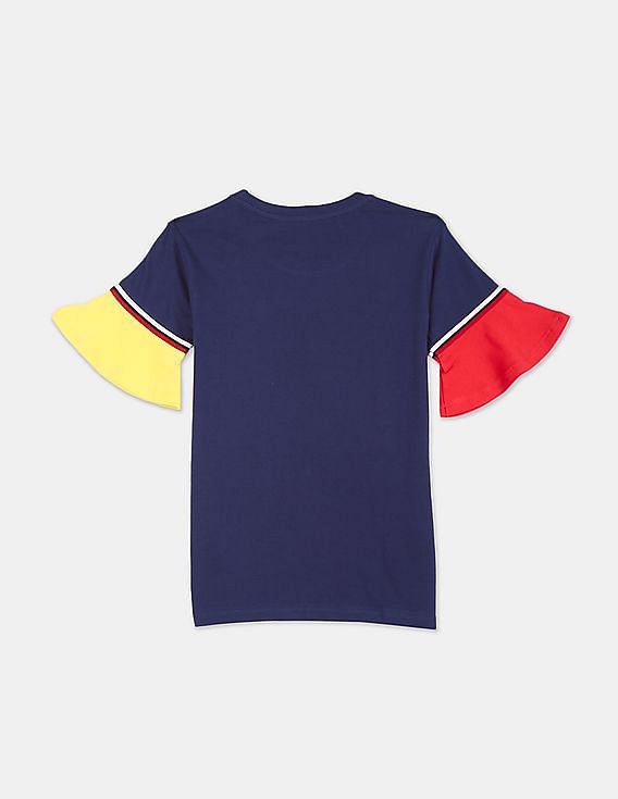 U.S. Polo Assn. Kids Contrast Bell Sleeve Brand Print T-Shirt