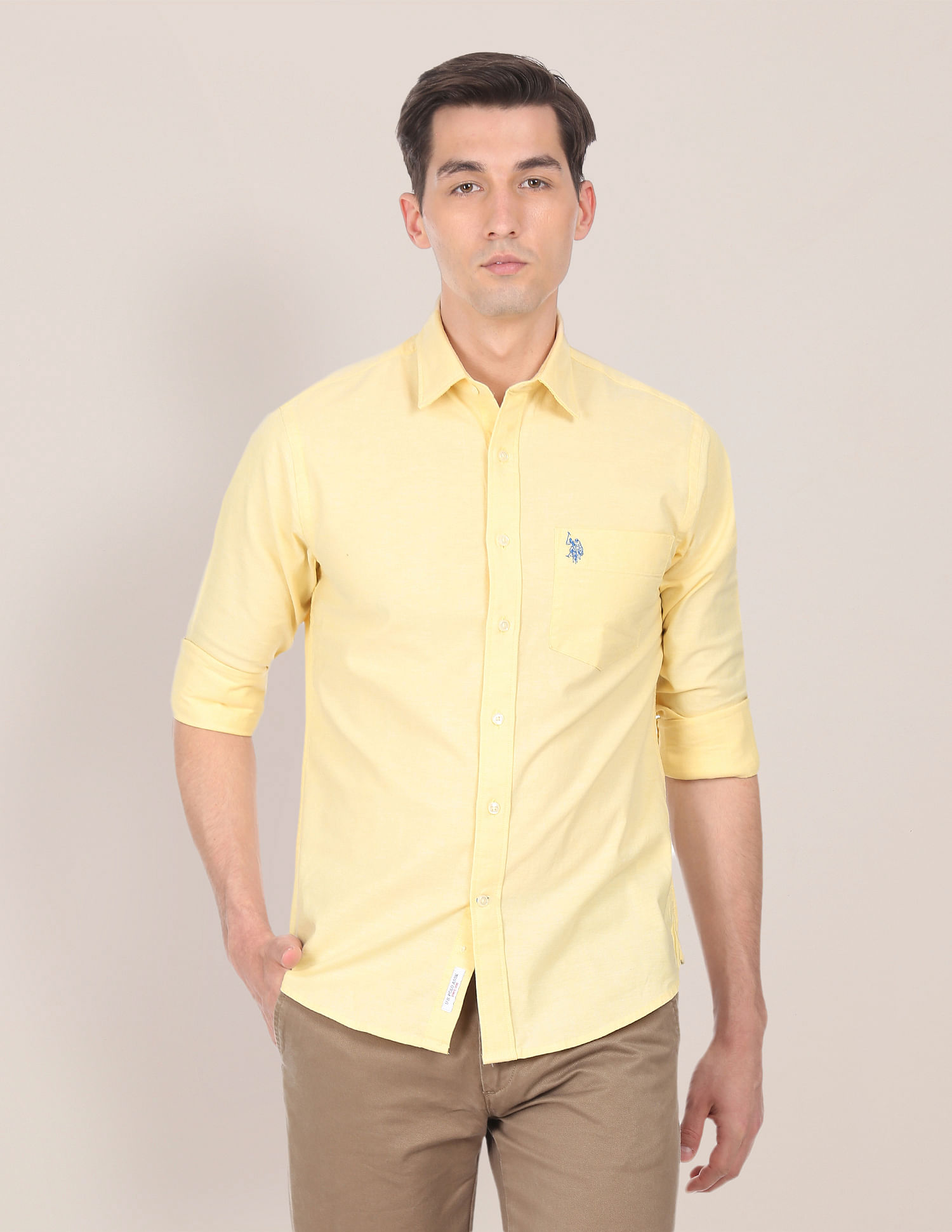 U.S. Polo Assn. Spread Collar Solid Casual Shirt