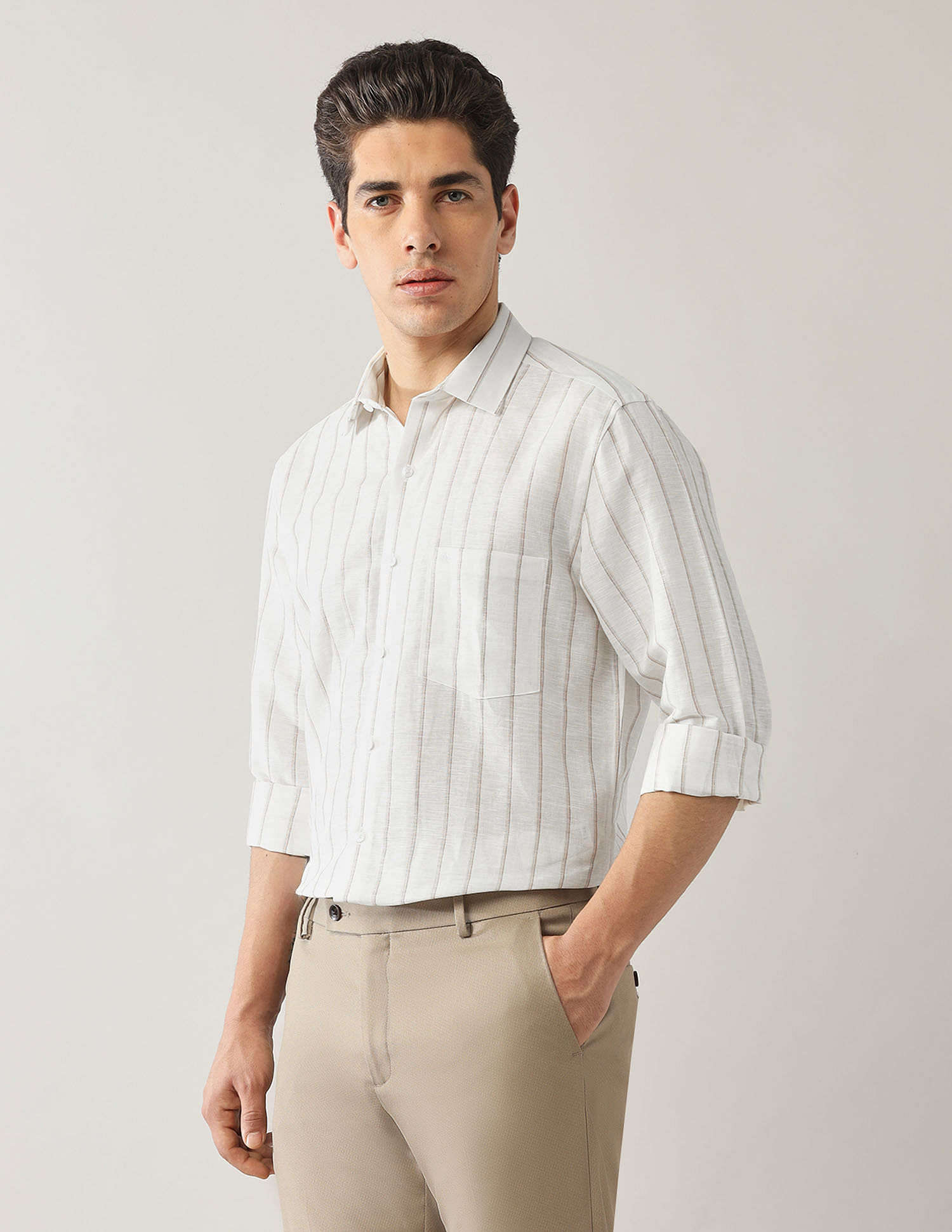 Arrow Vertical Striped Liberty Classic Fit Shirt