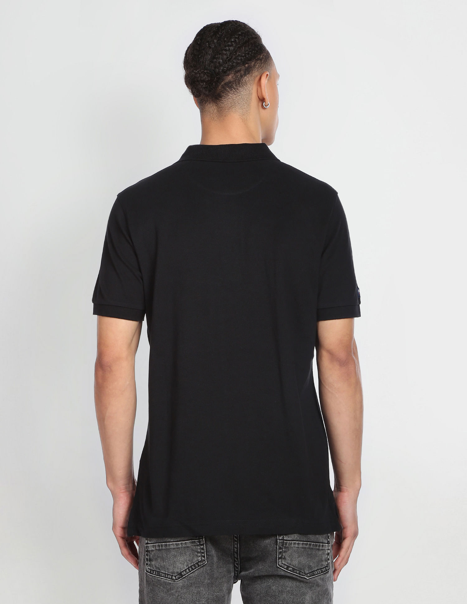 Flying Machine Solid Cotton Polo Shirt