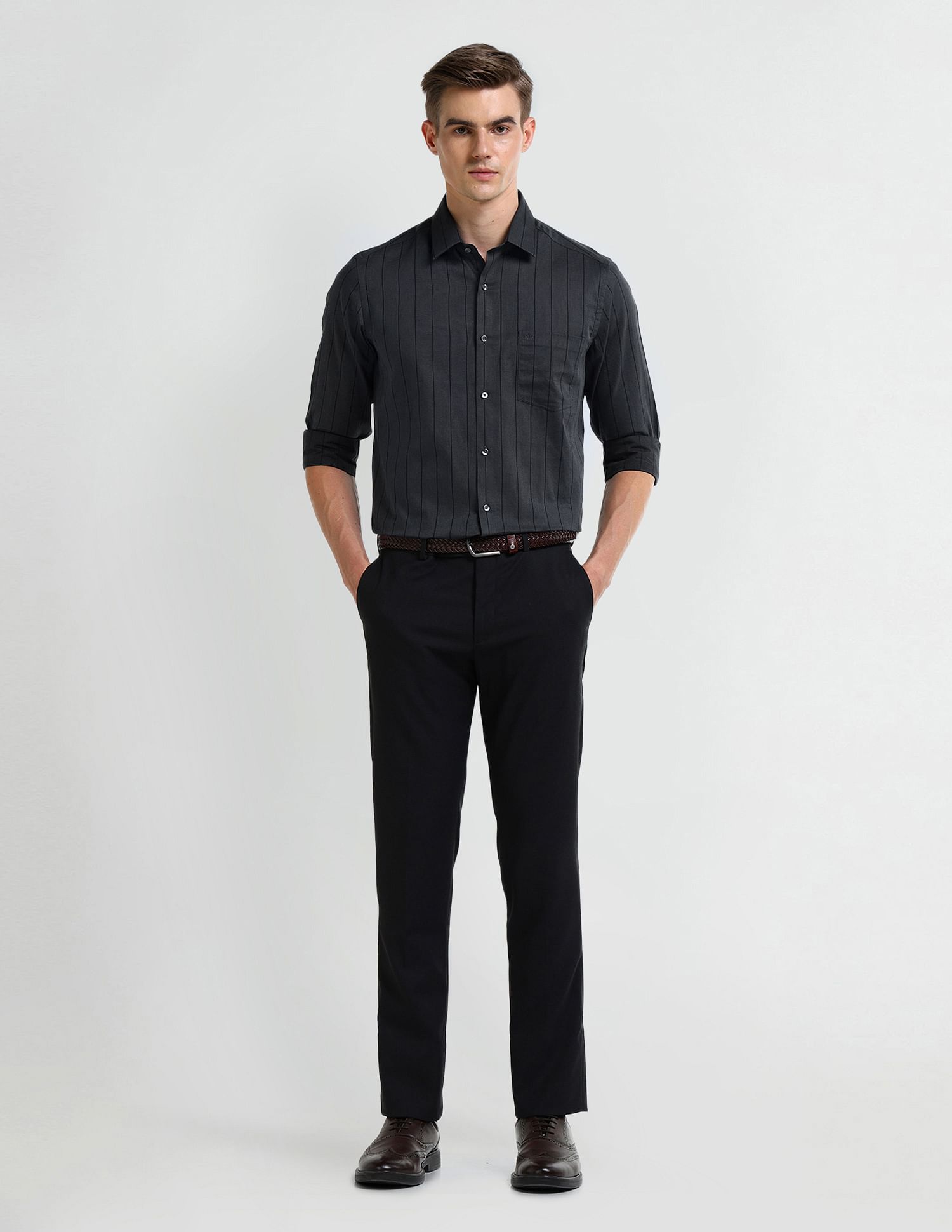 Arrow Vertical Striped Cotton Shirt