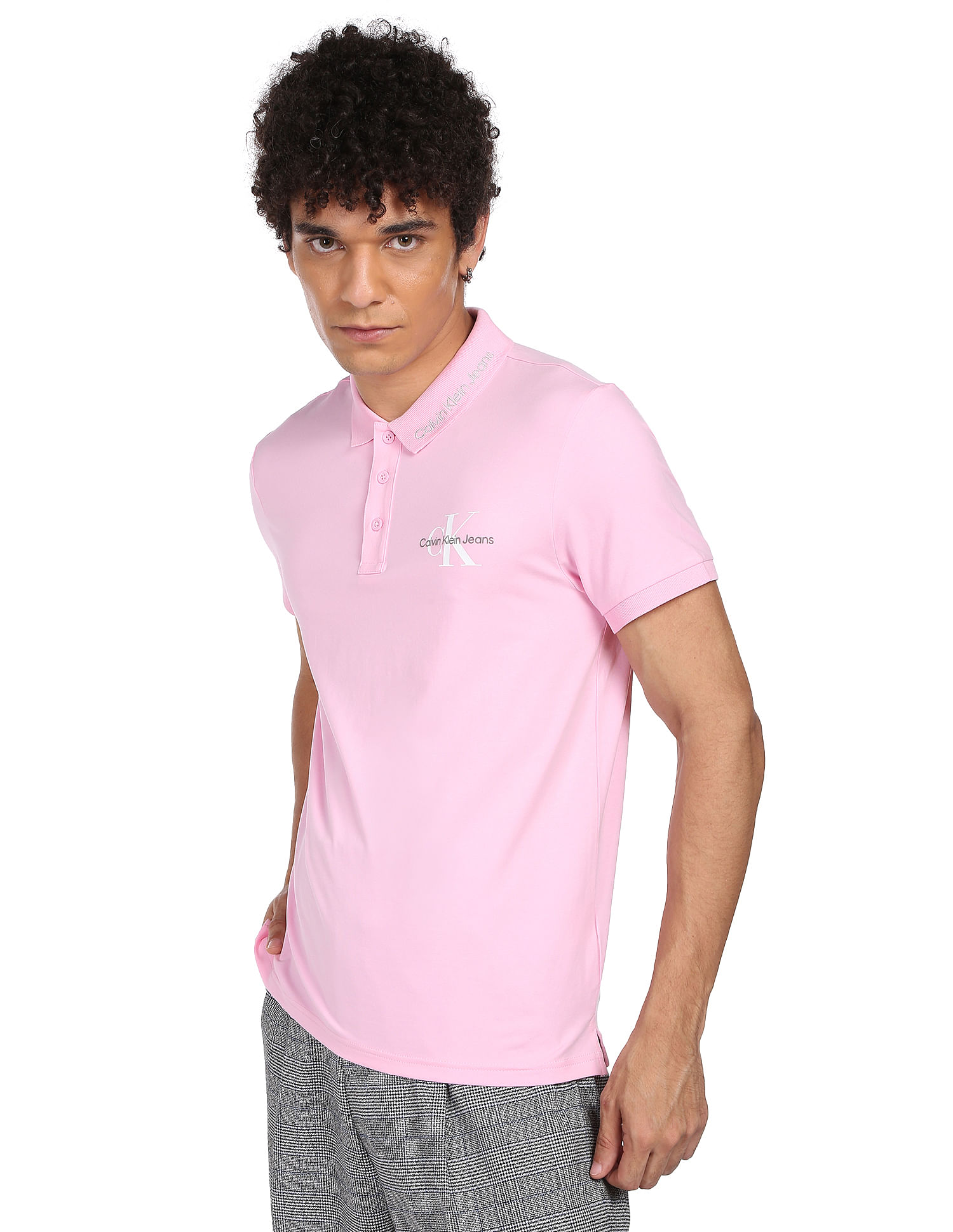 Permanent skole stimulere Buy Calvin Klein Men Pink Institutional Collar Slim Fit Polo Shirt -  NNNOW.com