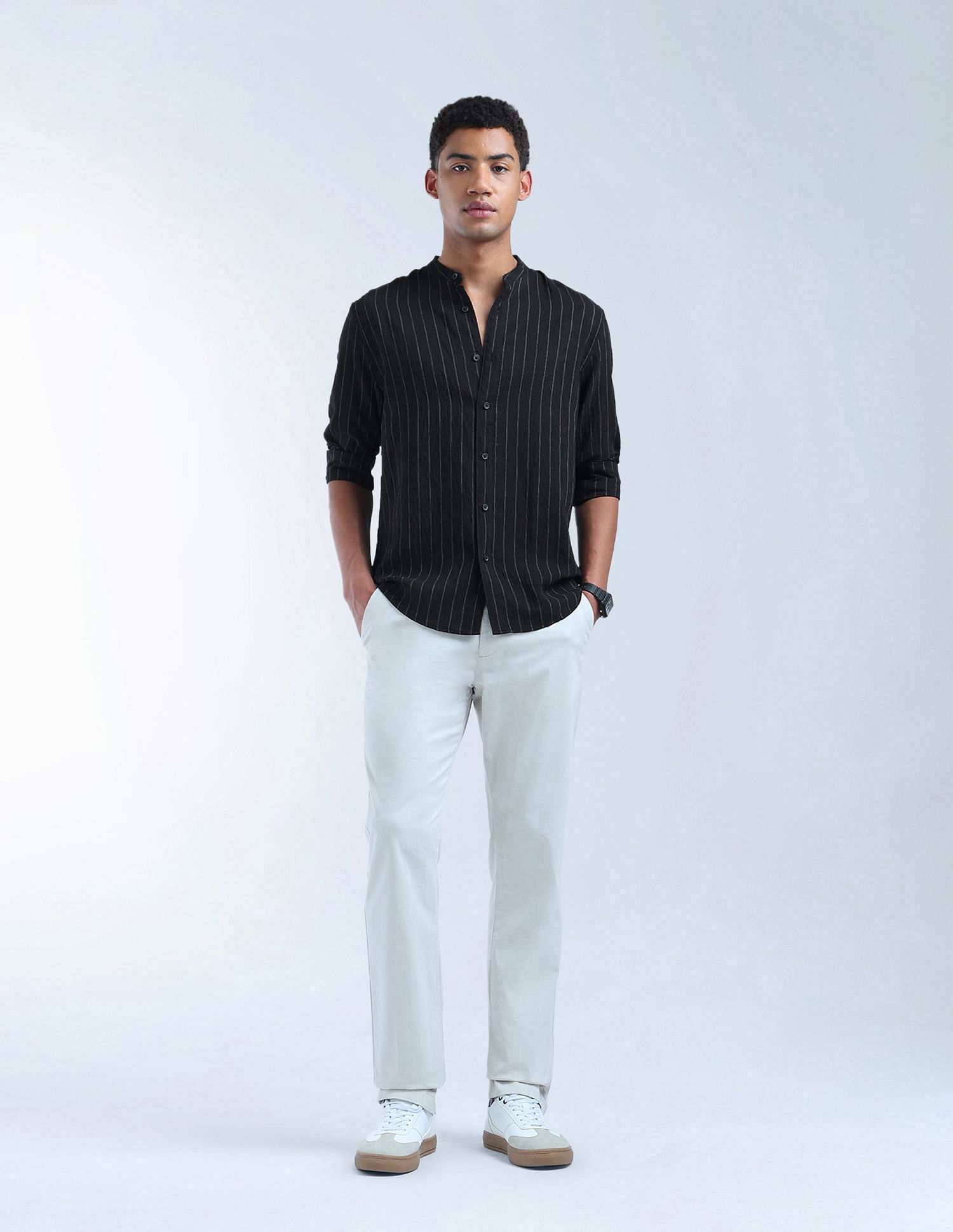 Flying Machine Vertical Striped Regular Fit Color Of Home Shirt