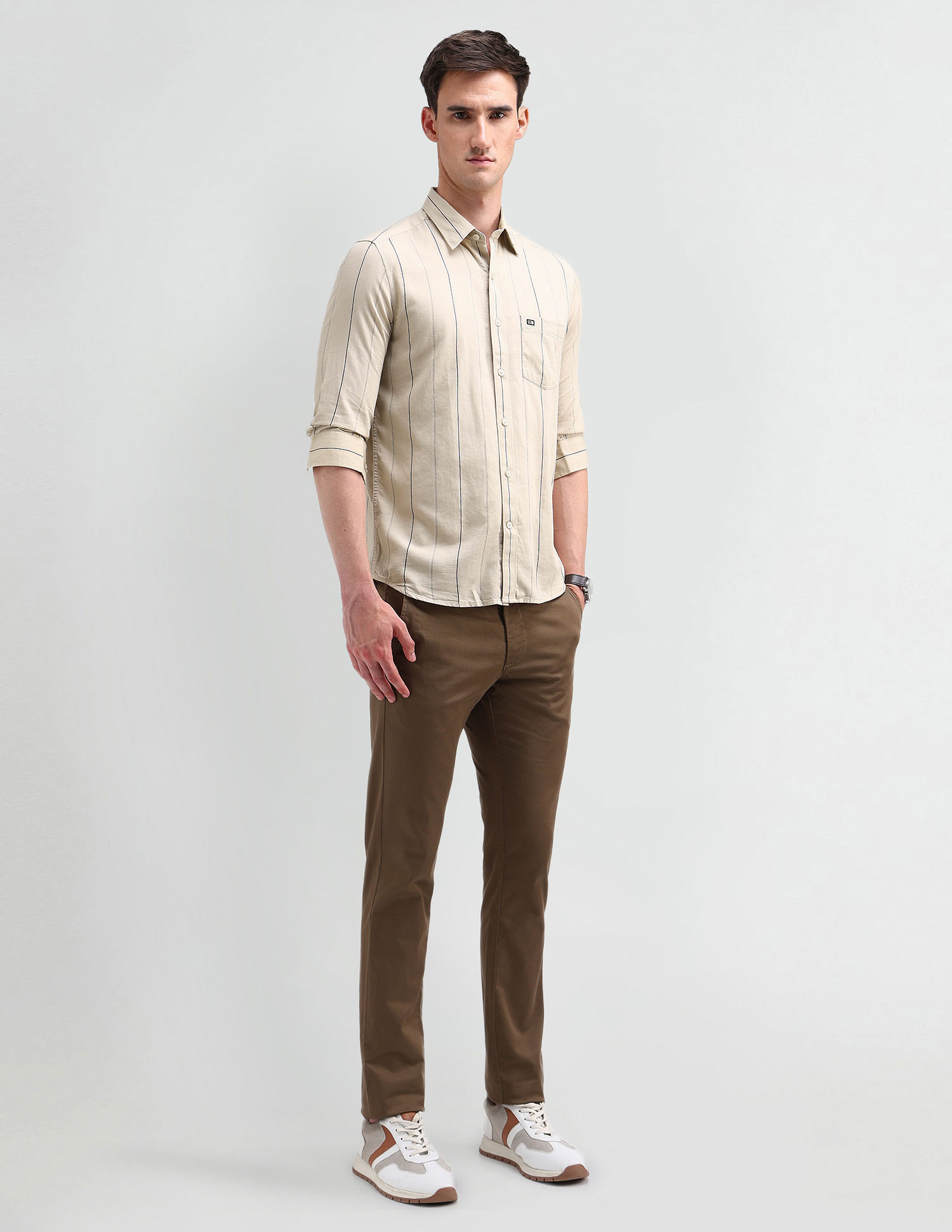 Arrow Sport Tailored Fit Vertical Striped Shirt
