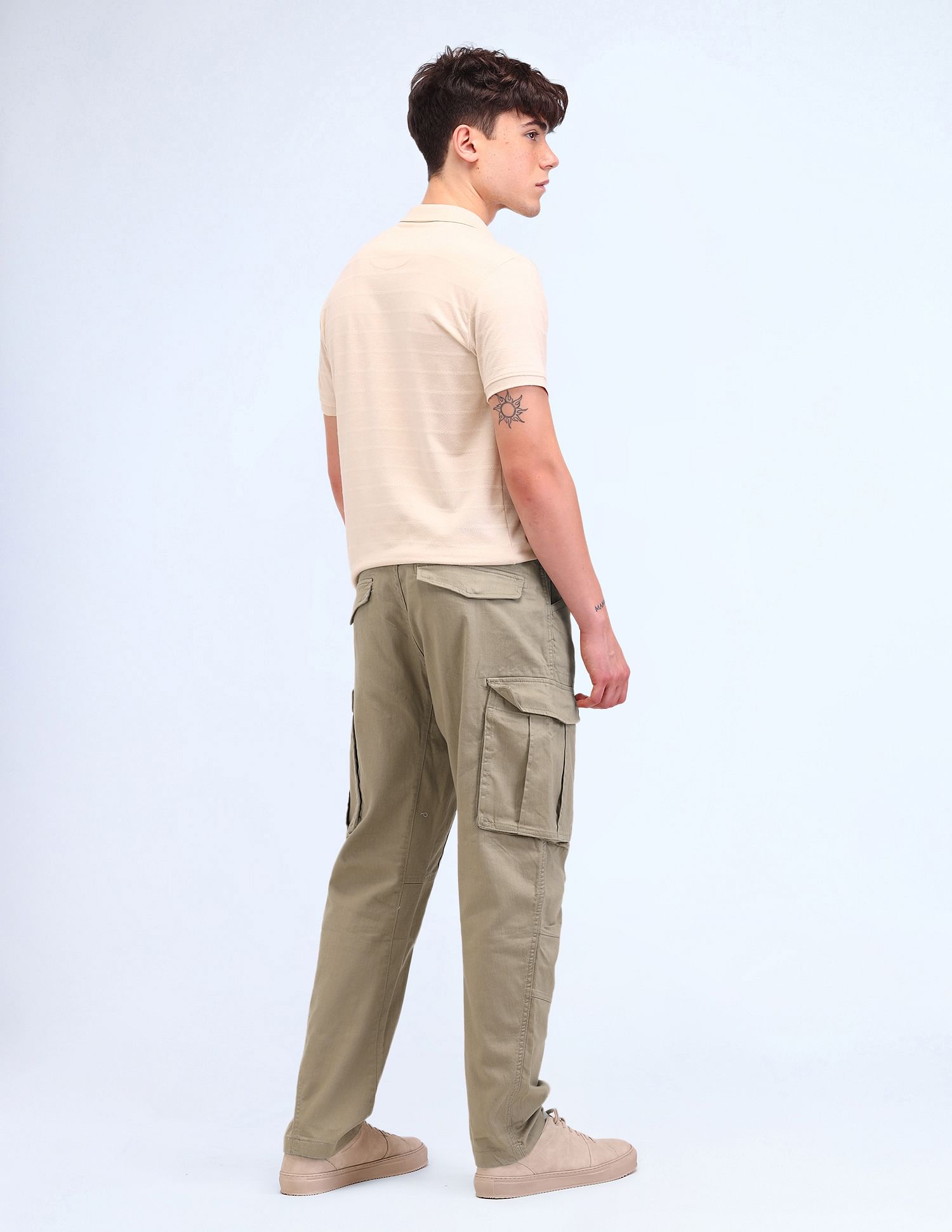 Flying Machine Relaxed Fit Solid Cargo Trousers