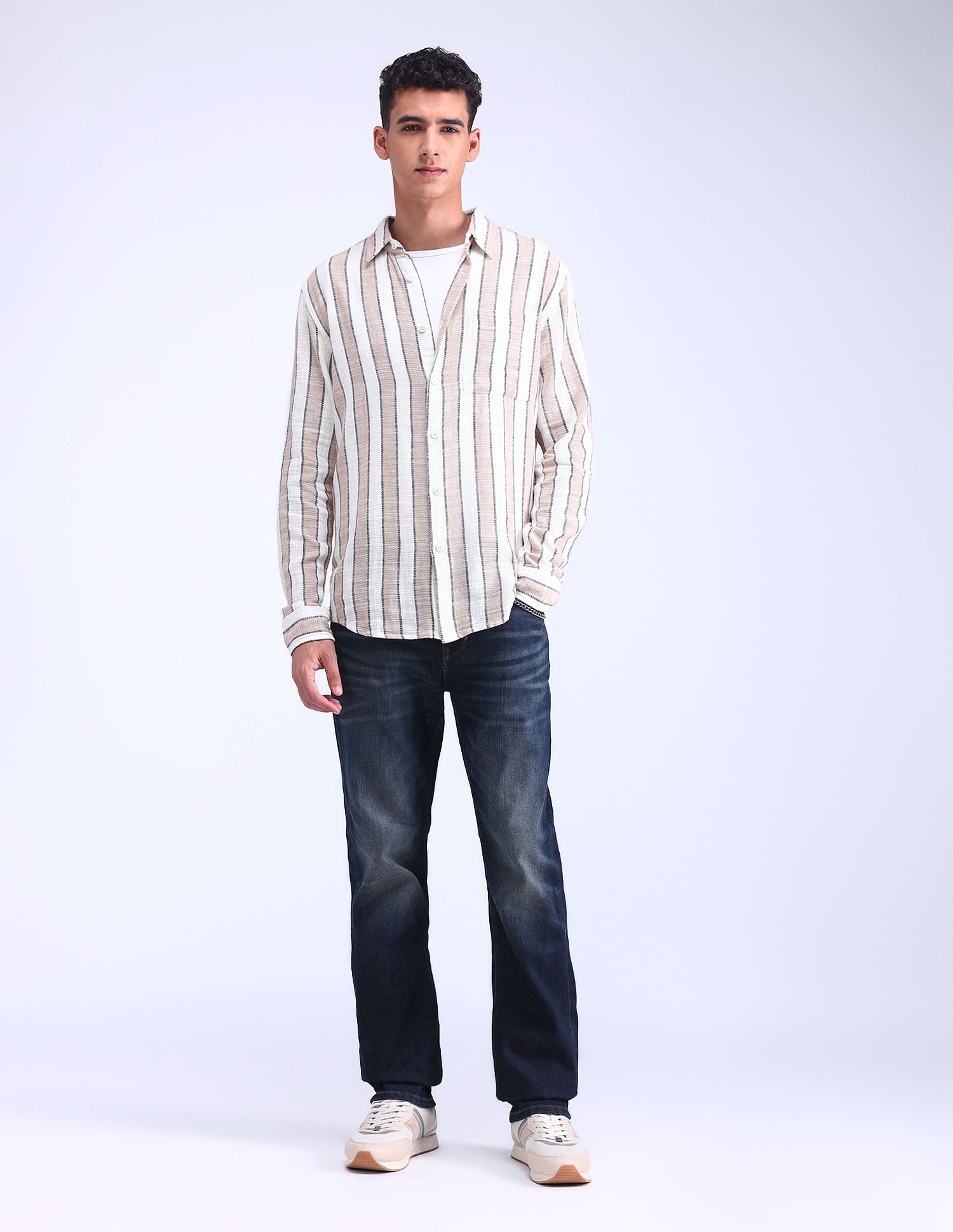 Flying Machine Freddie Slim Straight Fit Whiskered Jeans
