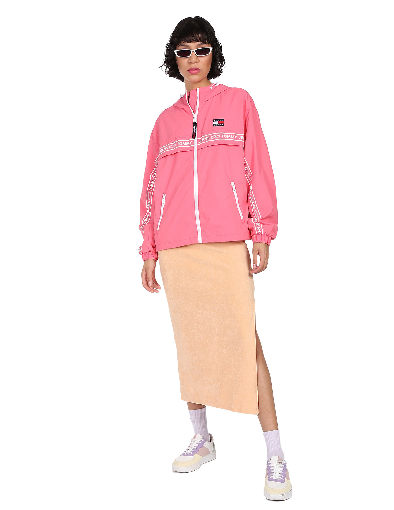 Tommy Hilfiger Sherpa Sweatshirt Women's M Rainbow Logo Pink