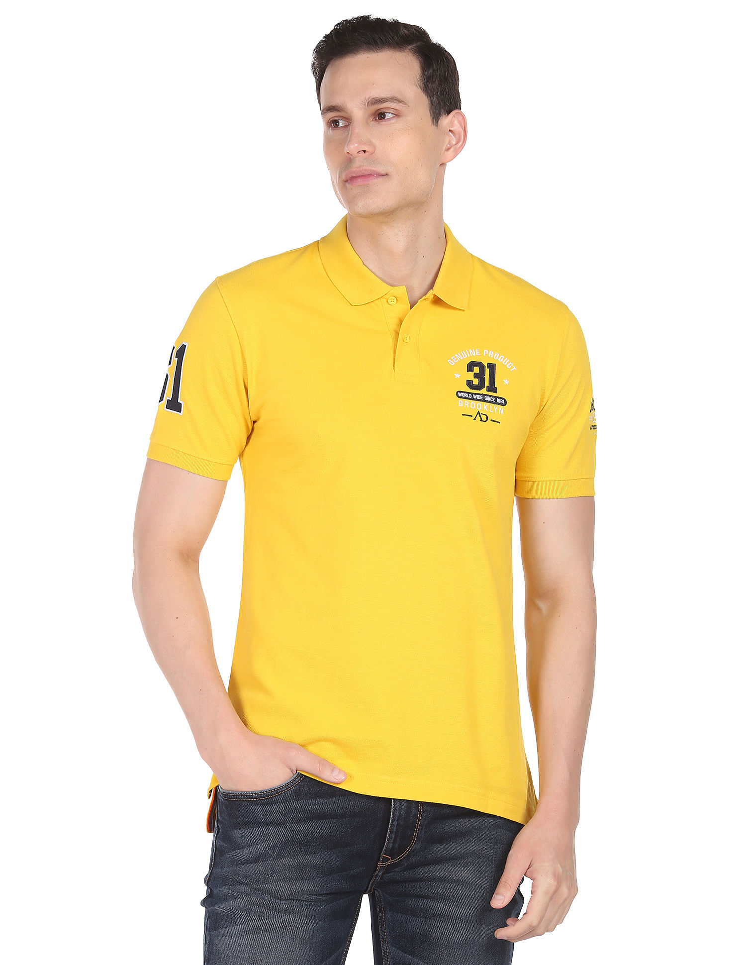AD by Arvind Solid Sporty Polo Shirt