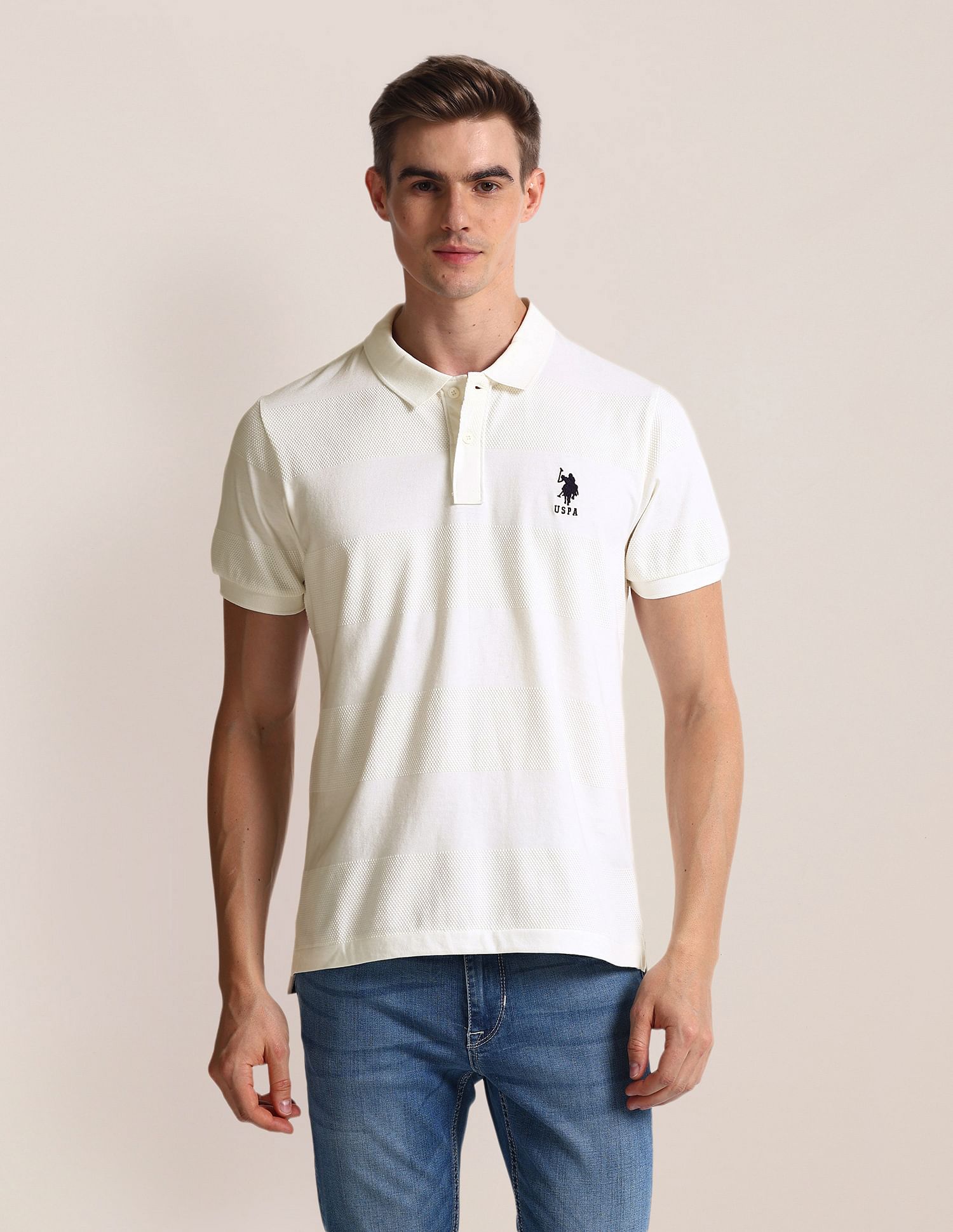 U.S. Polo Assn. Patterned Knit Slim Fit Polo Shirt