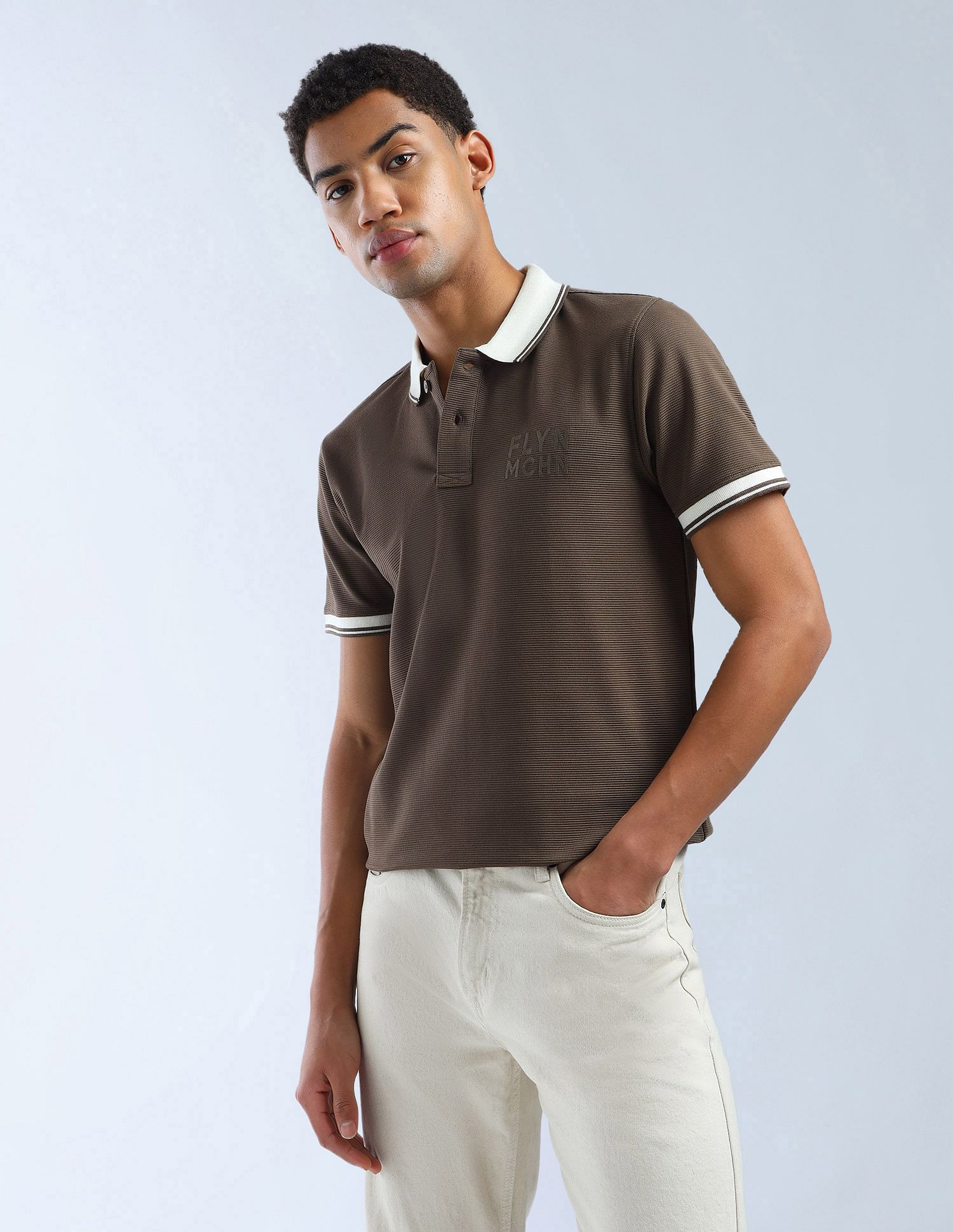 Flying Machine Textured Color Of Home Polo Shirt
