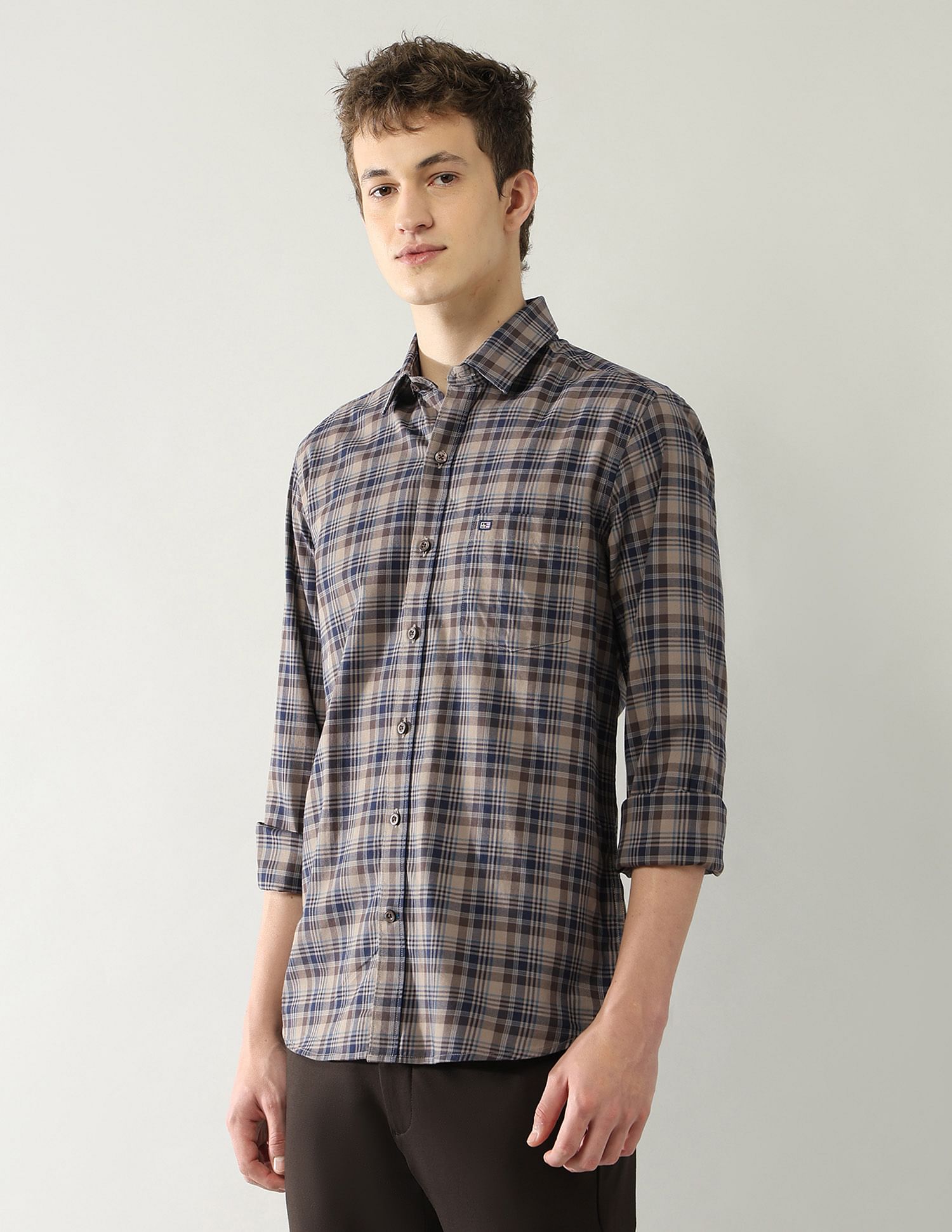 Arrow Sport Slim Fit Grid Tattersall Checked Shirt