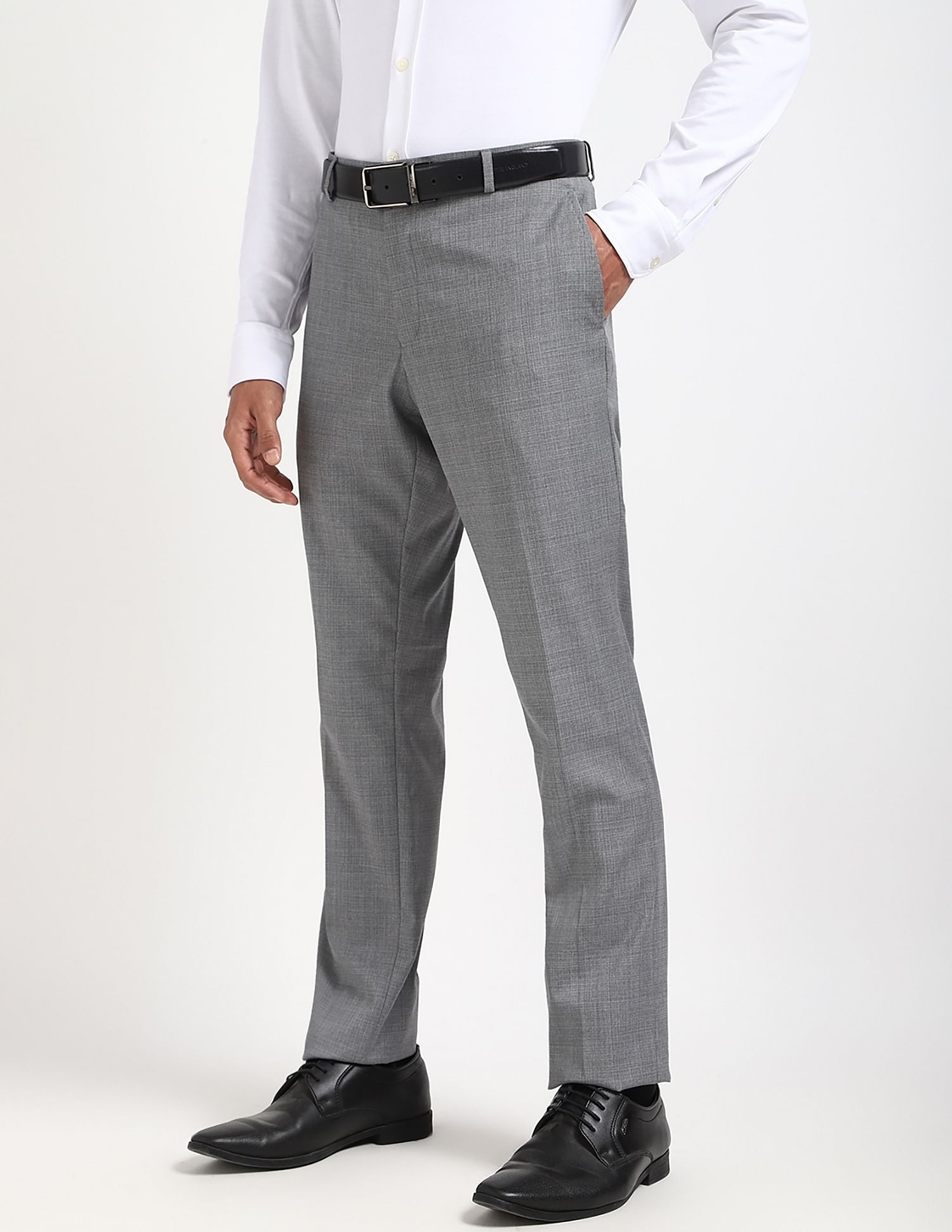 Tommy Hilfiger Regular-Fit Self-Design Mid-Rise Trouser