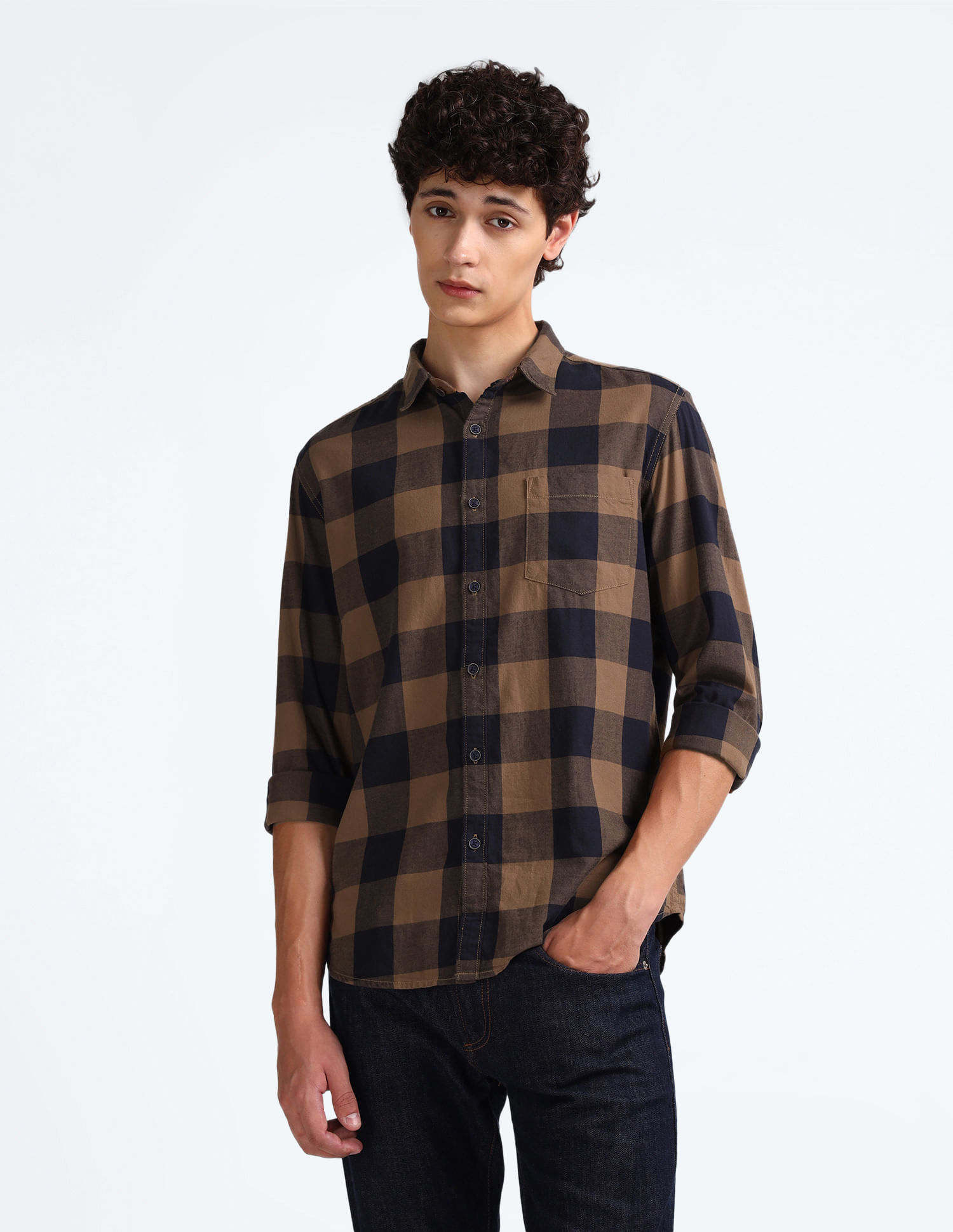 Flying Machine Buffalo Check Cotton Shirt