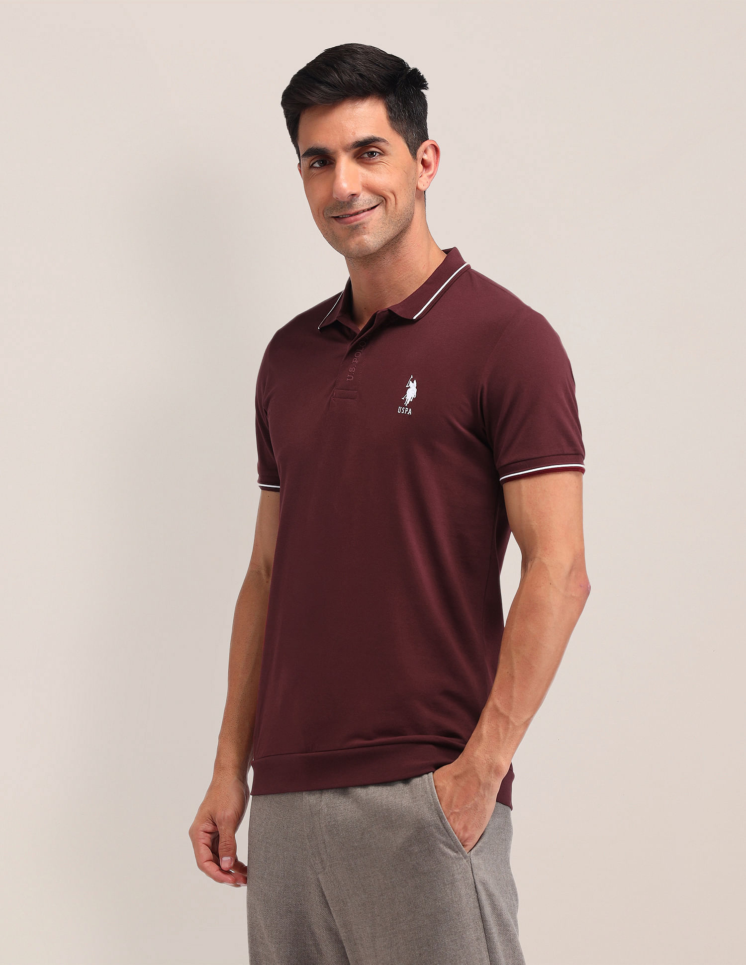 U.S. Polo Assn. Solid Pattern Slim Fit Polo Shirt
