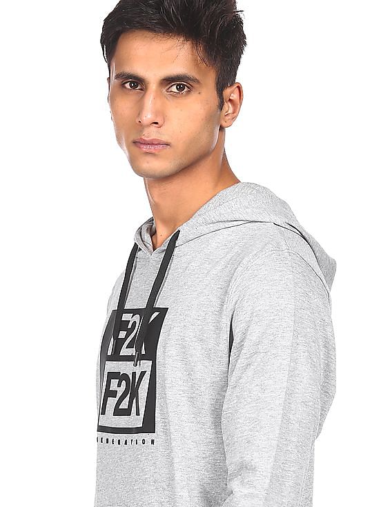 Flying Machine Long Sleeve Printed Hooded Sweatshirt