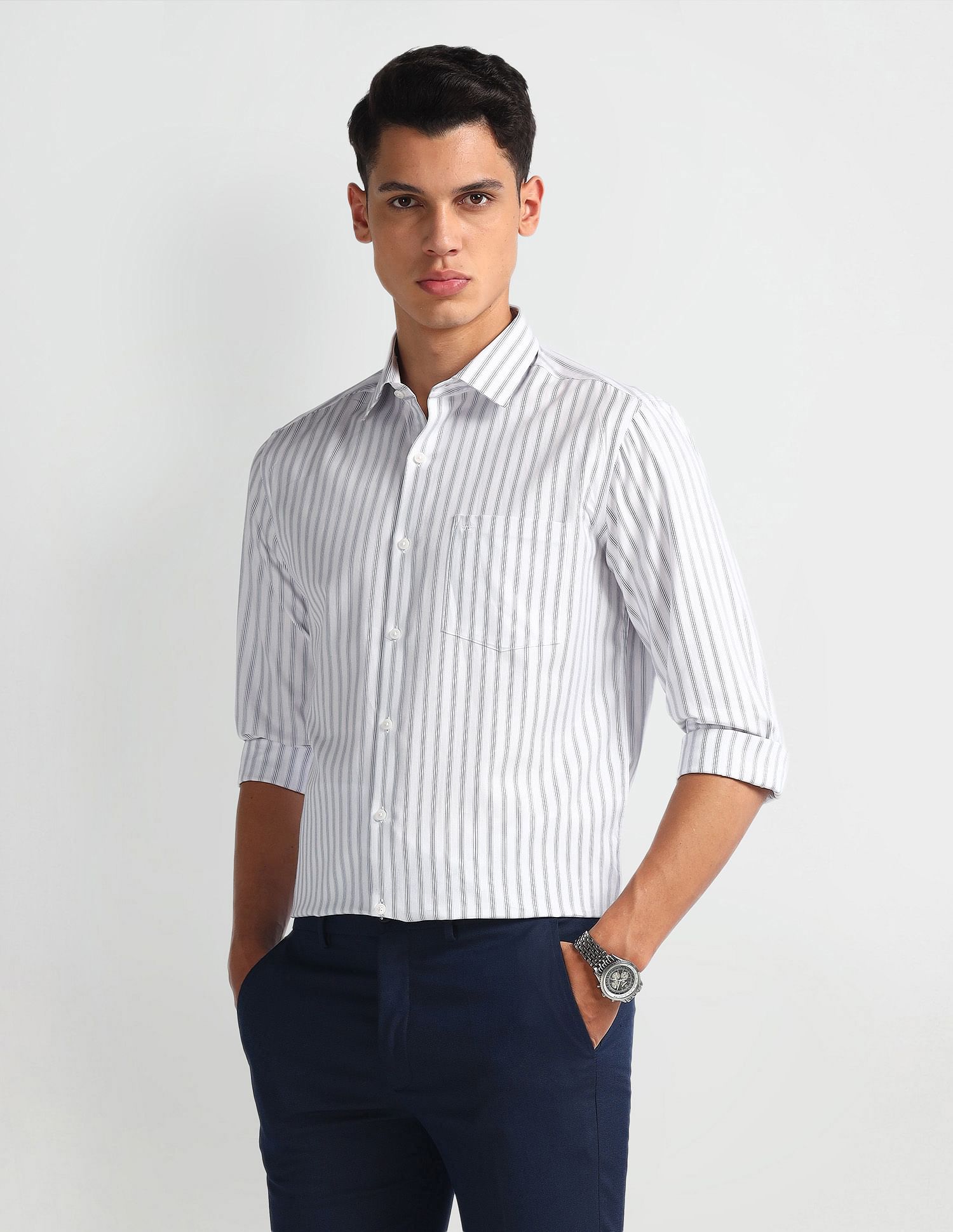 Arrow Vertical Stripe Cotton Shirt