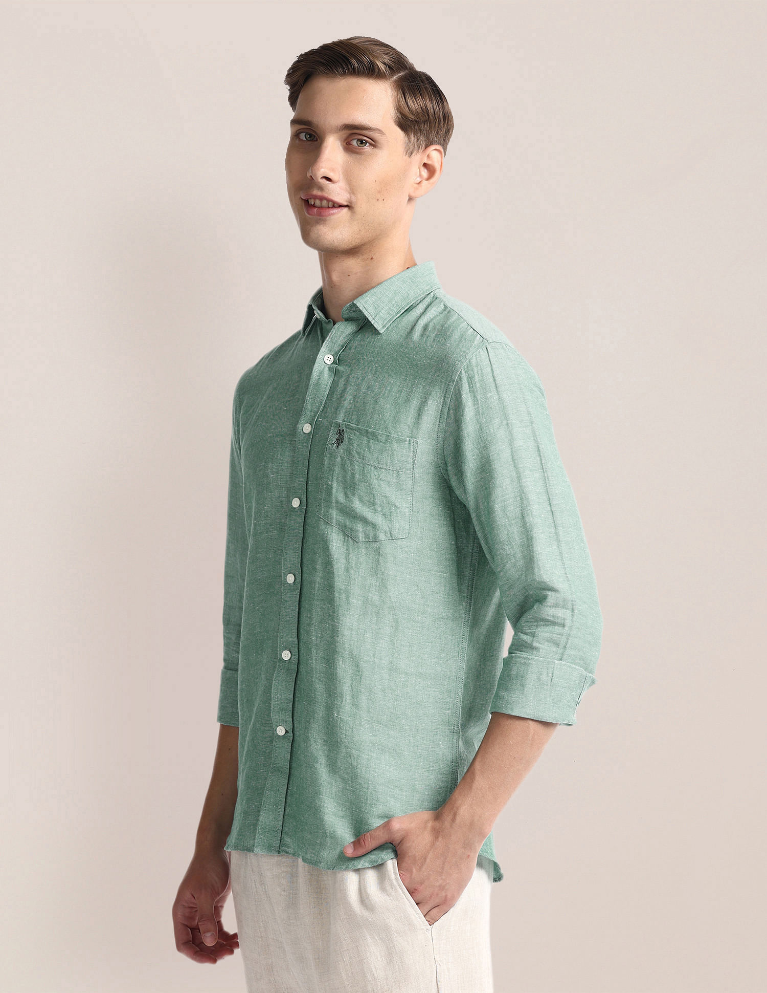 U.S. Polo Assn. Tailored Fit Linen Blend Shirt