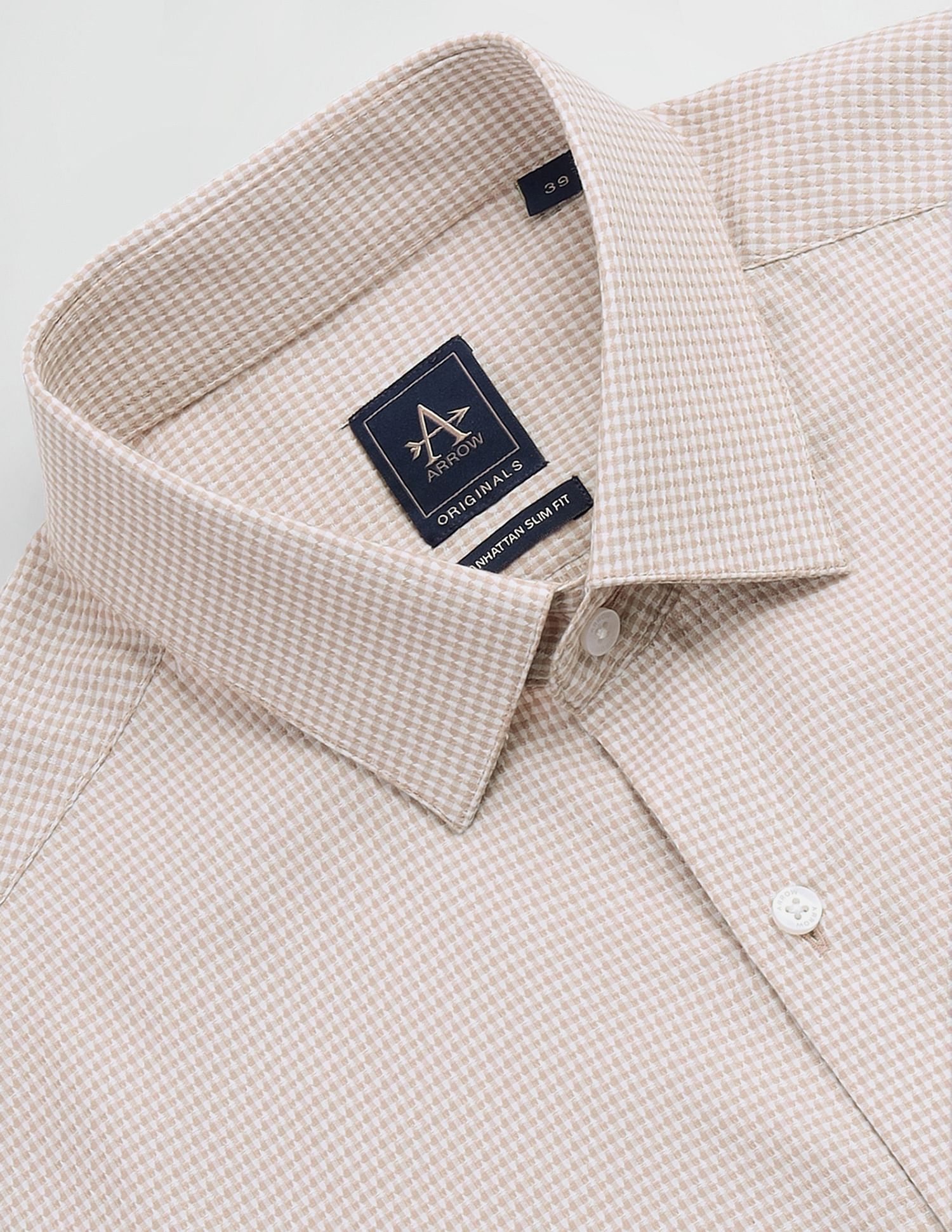 Arrow Self Design Manhattan Slim Fit Shirt