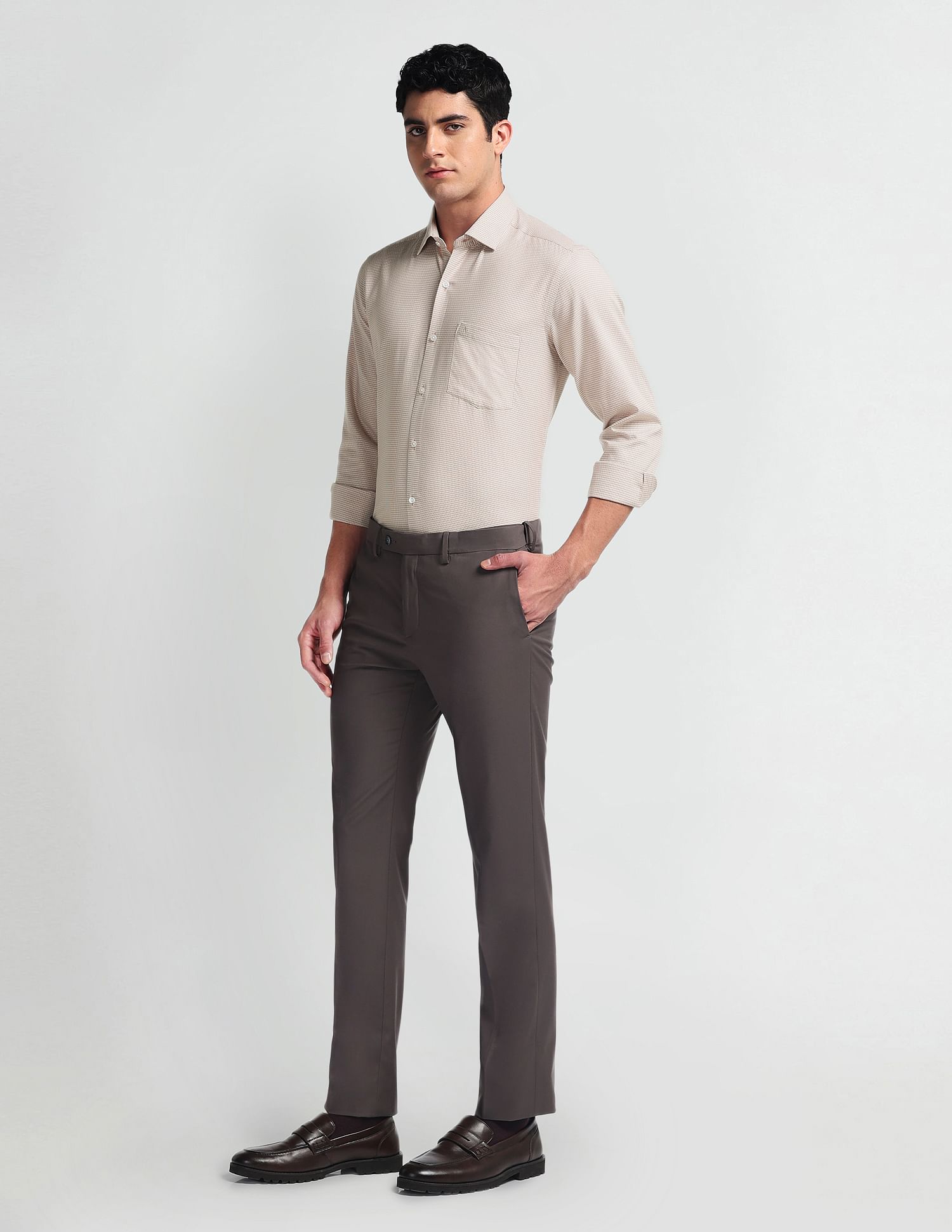 Arrow Self Design Manhattan Slim Fit Shirt
