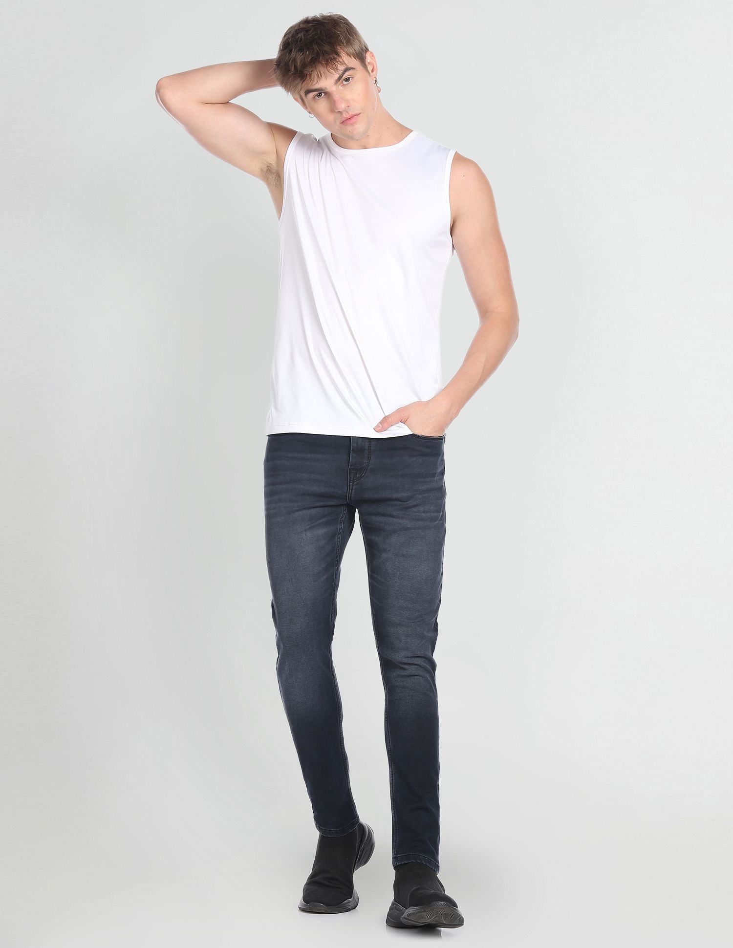 Flying Machine Stone Wash Slash Slim Fit Jeans