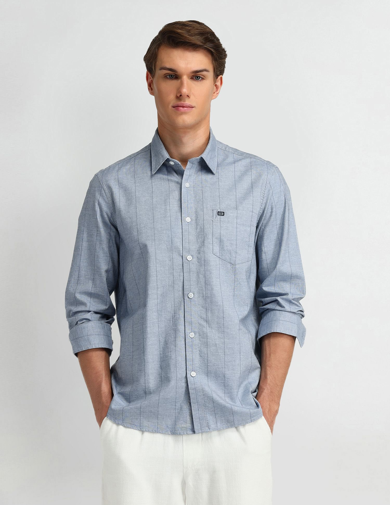 Arrow Sport Vertical Striped Cotton Shirt