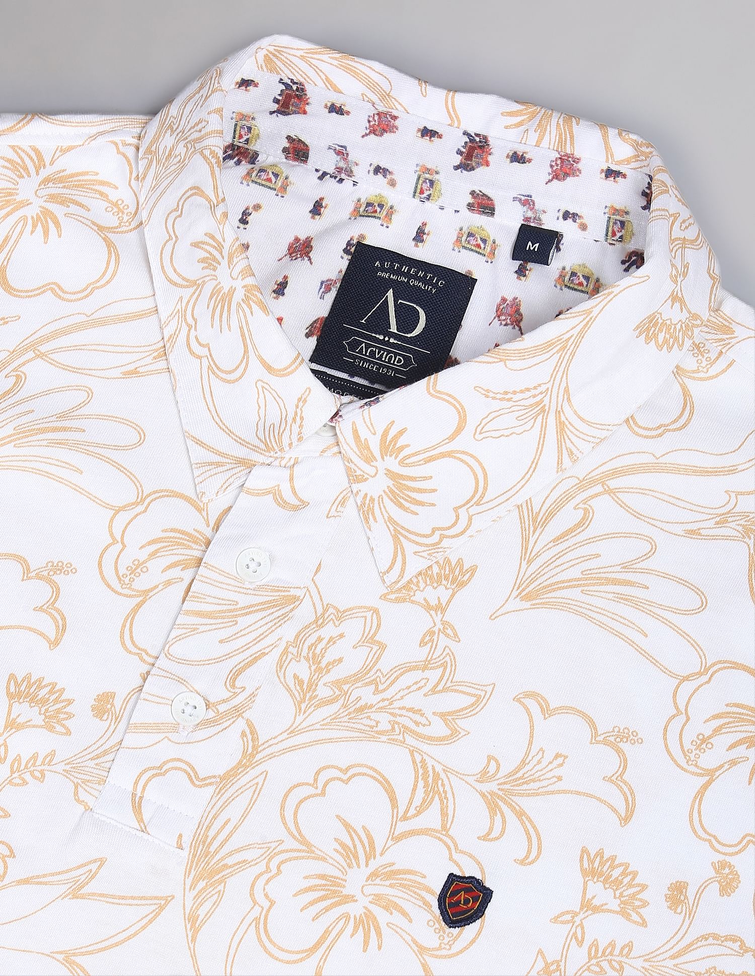 AD by Arvind Floral Print COOL-IT Real Deal Polo Shirt