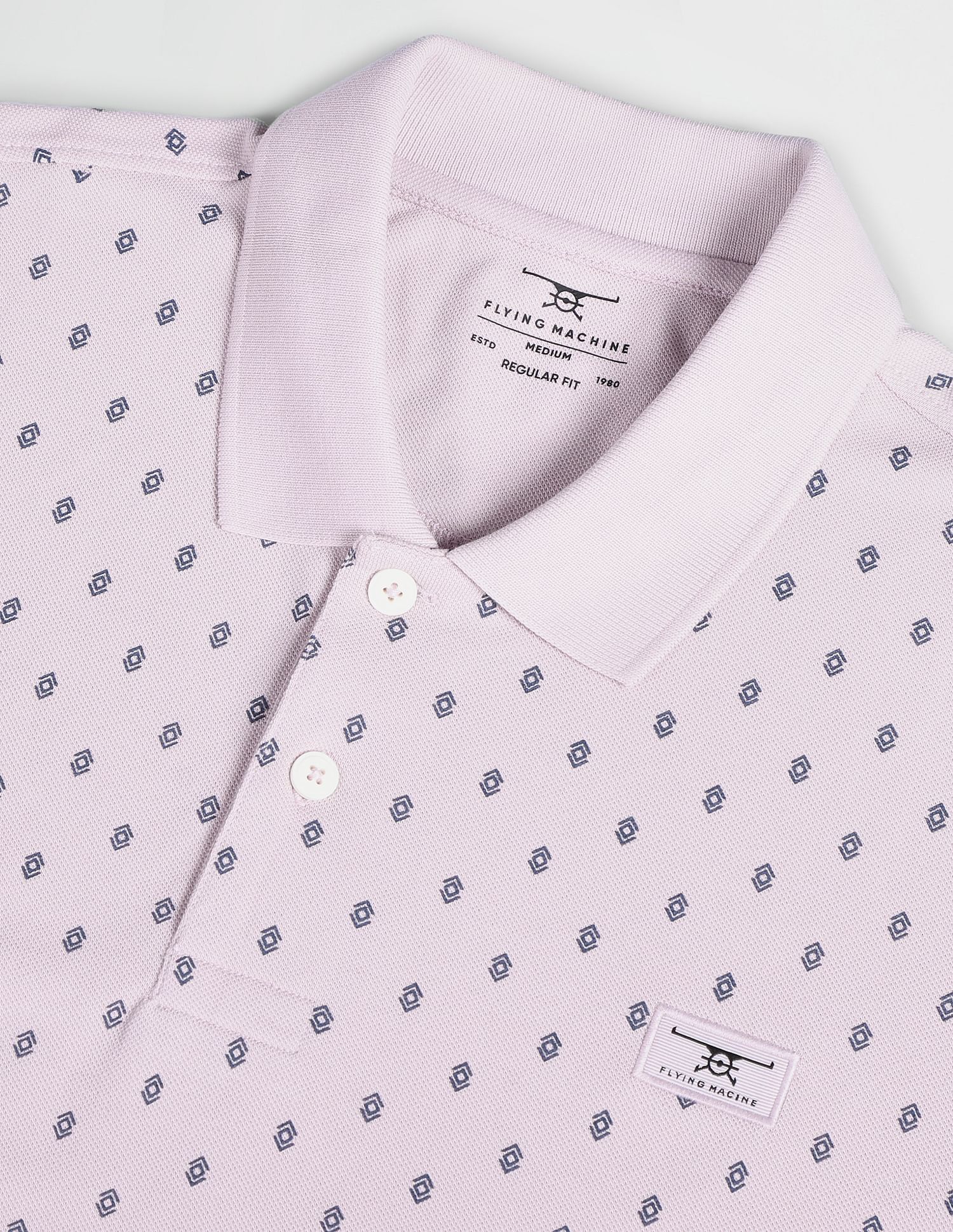 Flying Machine Short Sleeve Geometric Print Polo Shirt