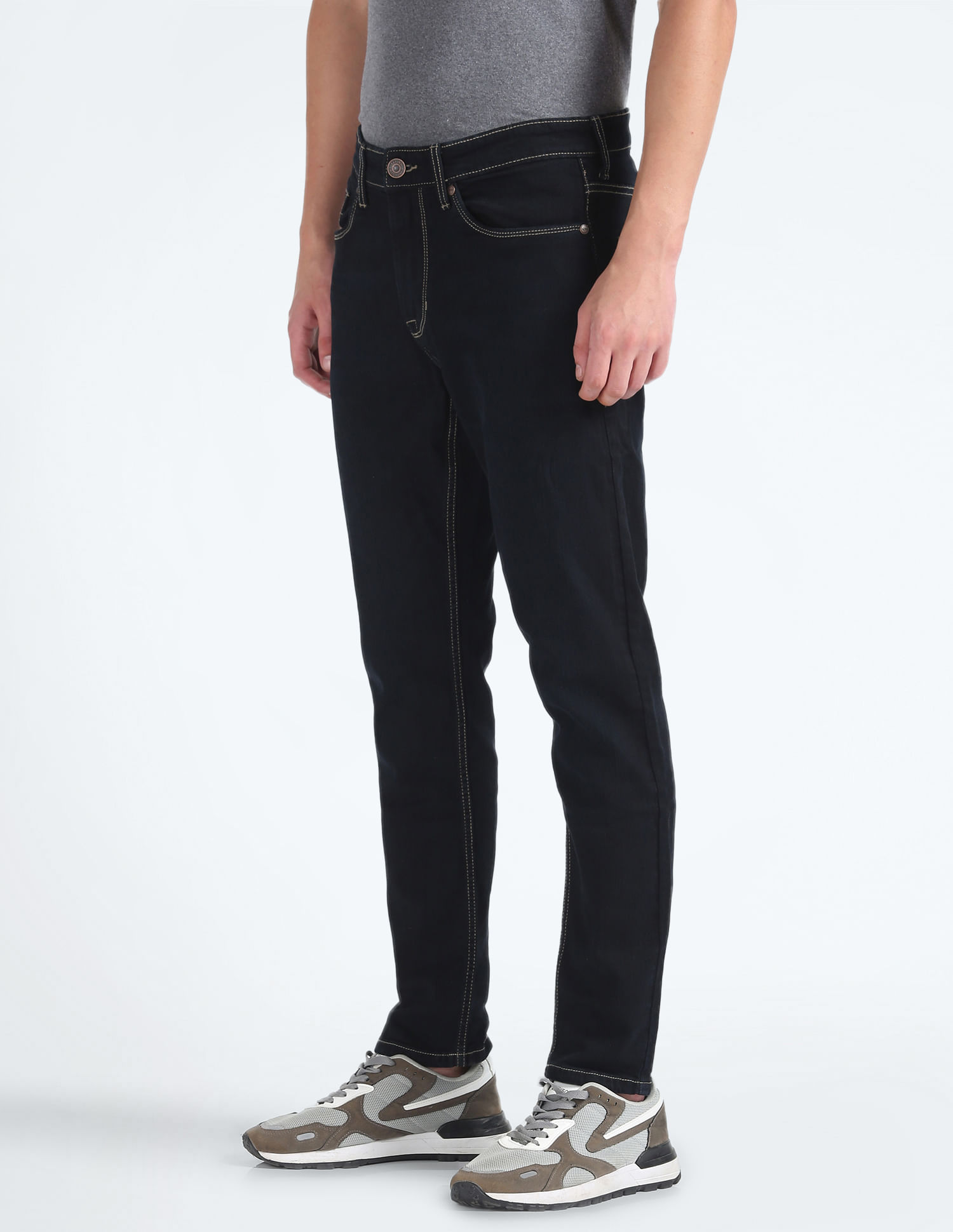Flying Machine Mid Rise Slash Slim Tapered Fit Jeans
