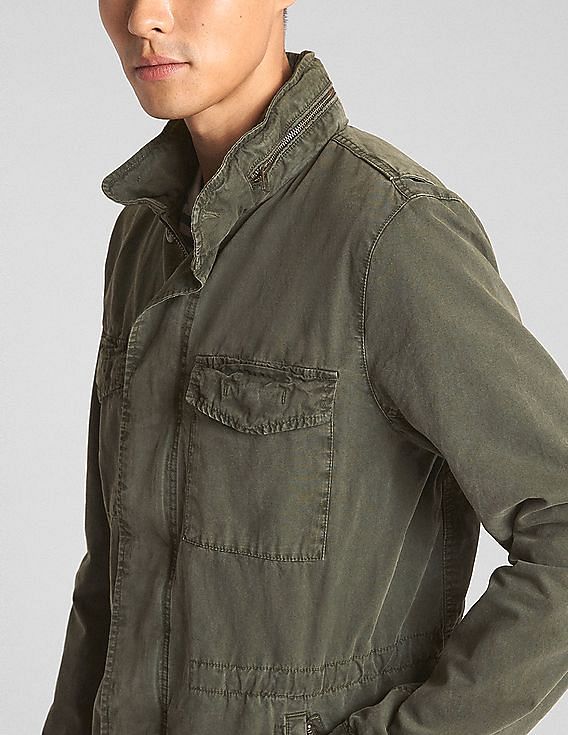 Military jacket with hidden hood online