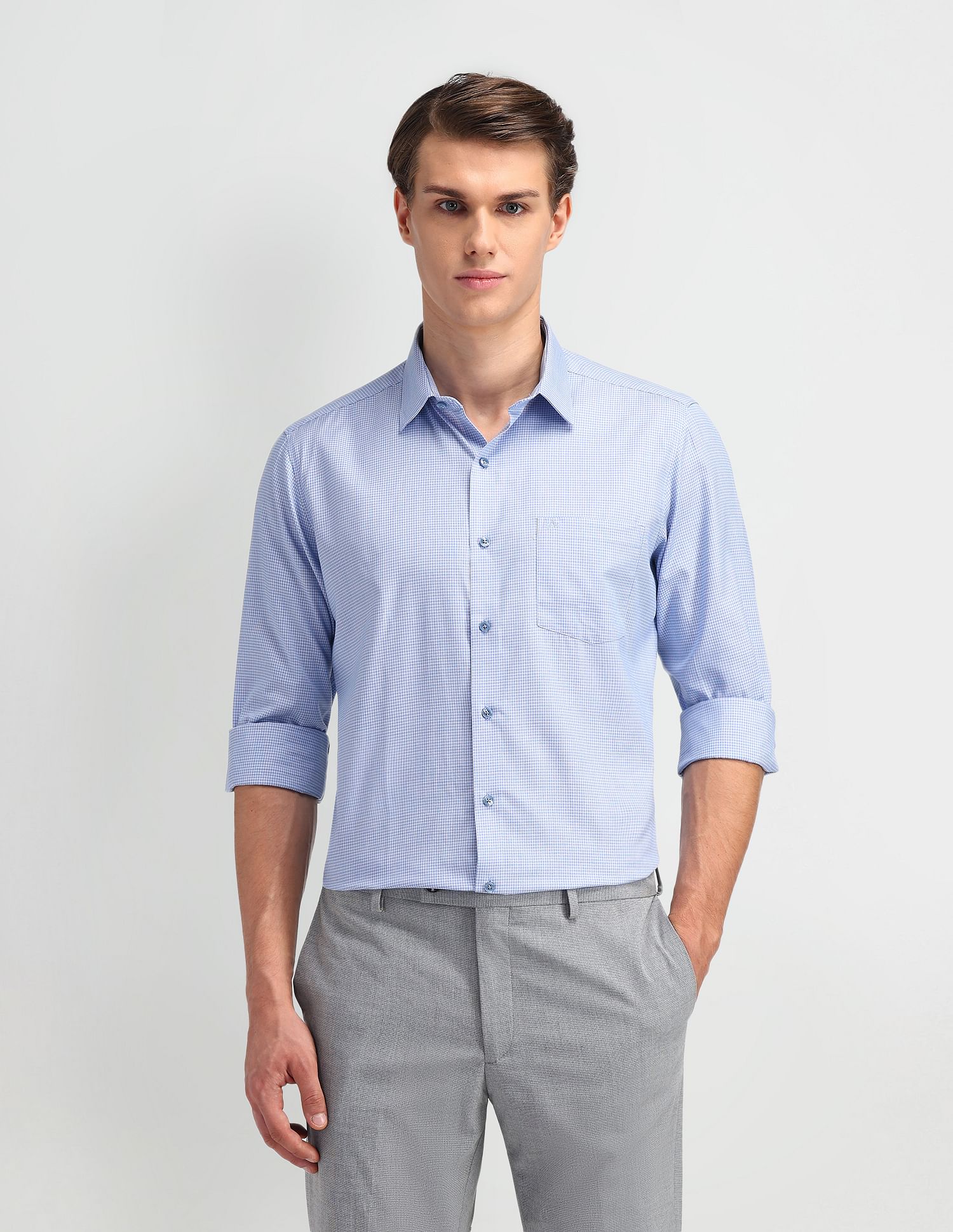 Arrow Manhattan Slim Fit Micro Checked Shirt